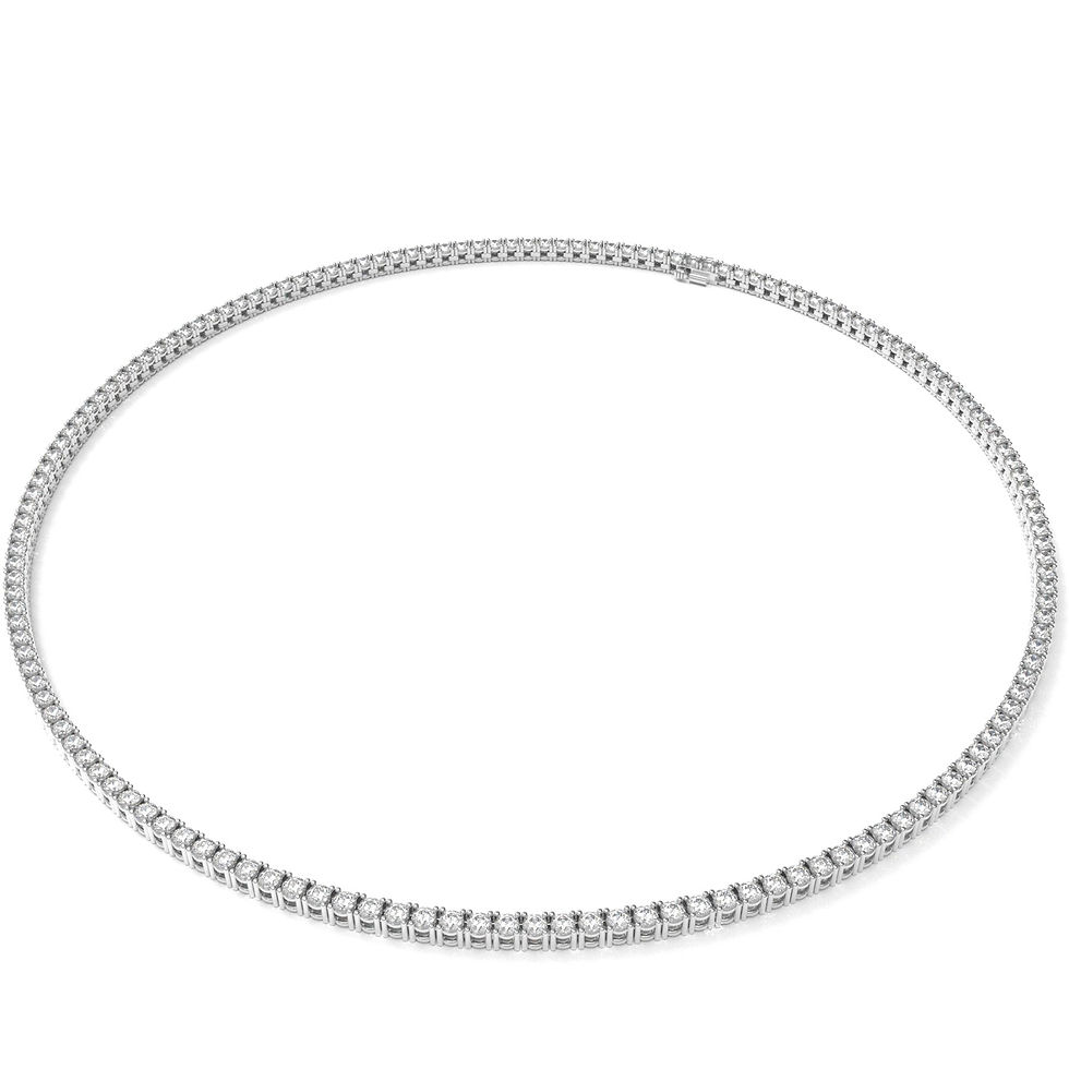 Tennis Chain Necklace 11.25 Carat TW of Lab Grown Diamond in 18kt White Gold