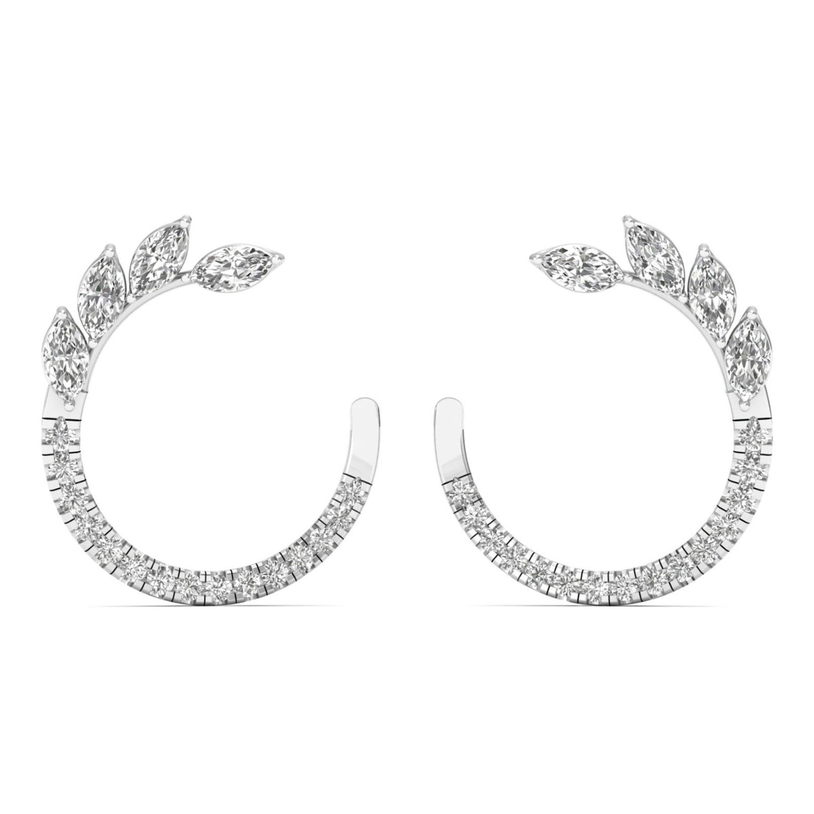 Ear Hoops 1.2 Carat TW of Lab Grown Diamond in 14kt White Gold