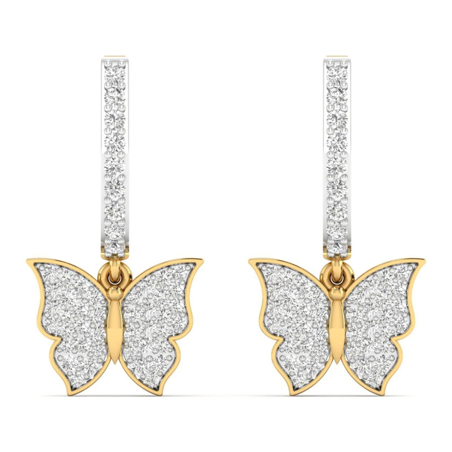 Butterfly Ear Hoops 0.79 Carat TW of Lab Grown Diamond in 18kt Yellow Gold