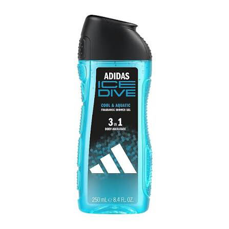 adidas Ice Dive 3 in 1 Shower Gel for Him with Fresh and Aquatic Scent 250ml