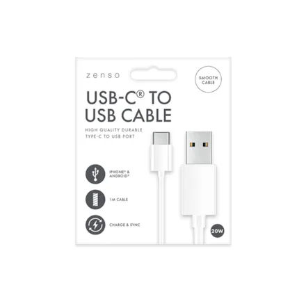 Type-C to USB White Cable 1M