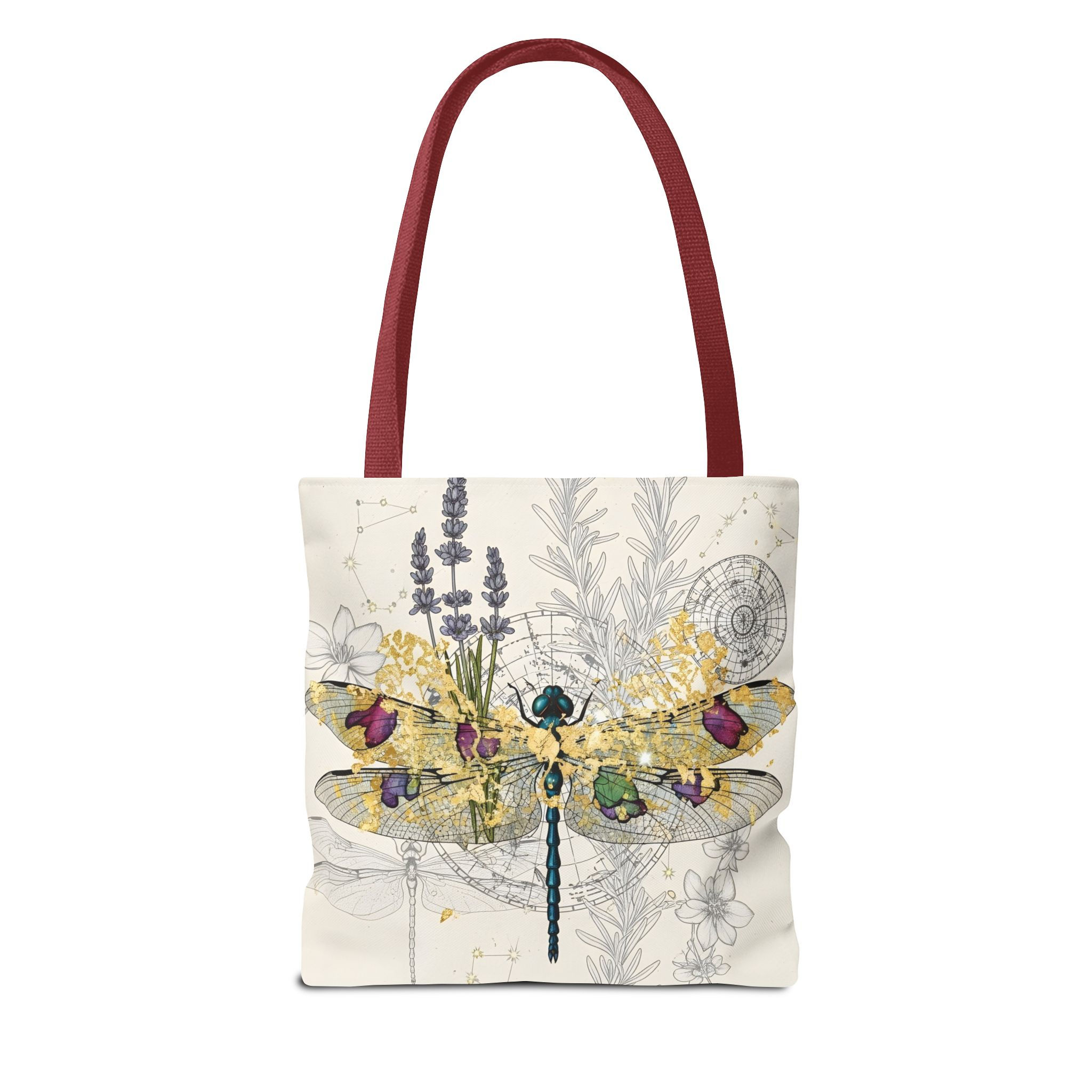 Dragonfly Botanical Tote Bag — Floral Nature Canvas Tote