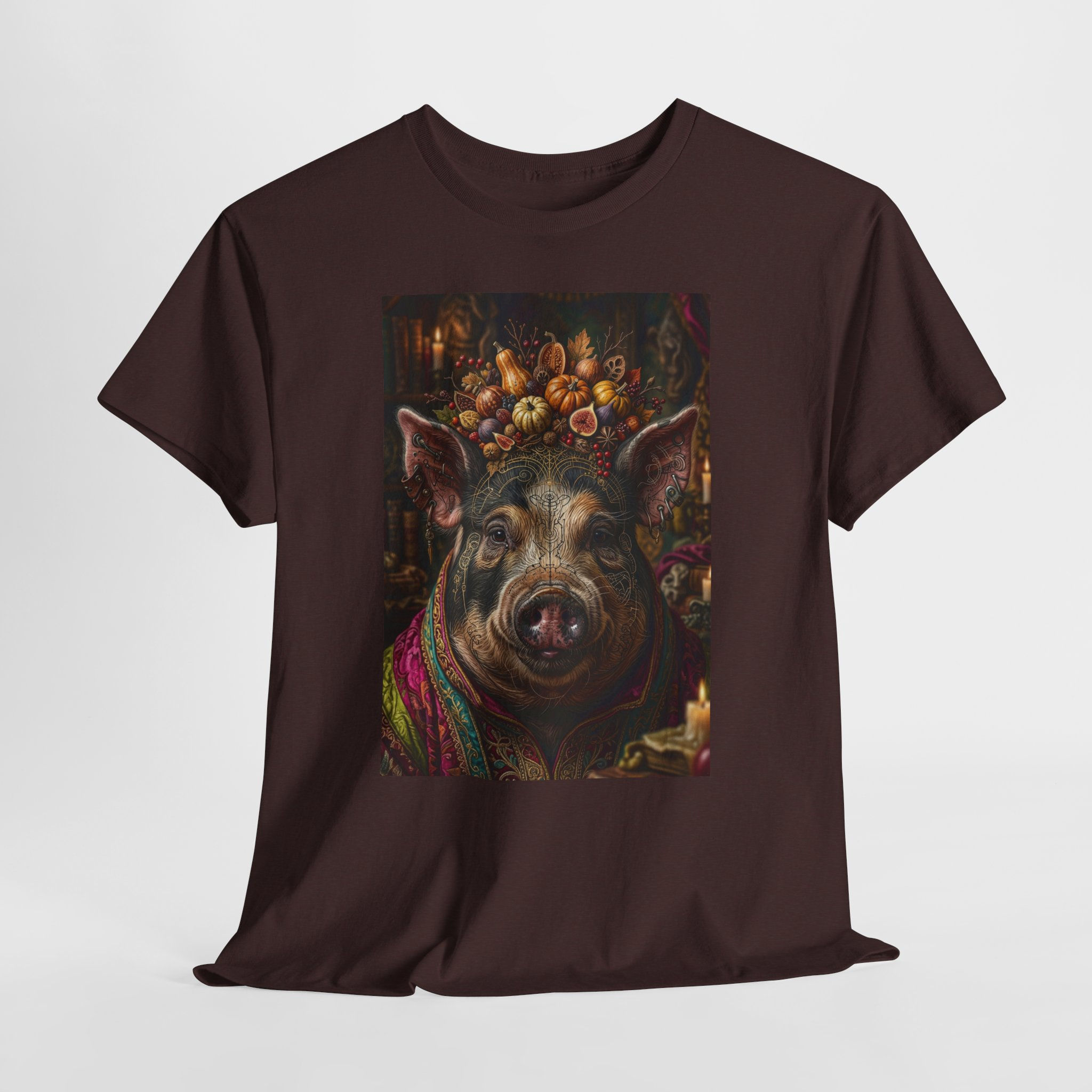 The Golden Porcine Sage Tee — Whimsical Harvest Farm Animal Graphic T-Shirt
