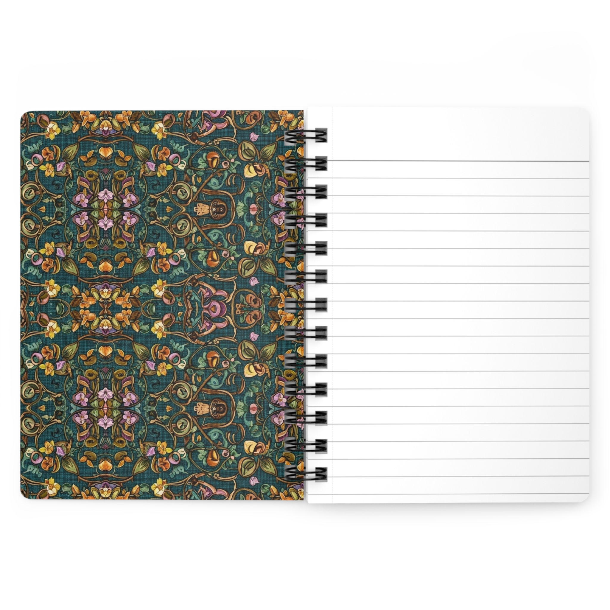 Mushroom Pattern Spiral Journal — Botanical Sketch Notebook