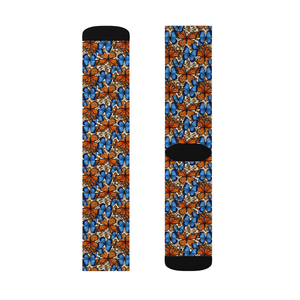Thumbnail: Butterfly Patterned Crew Socks