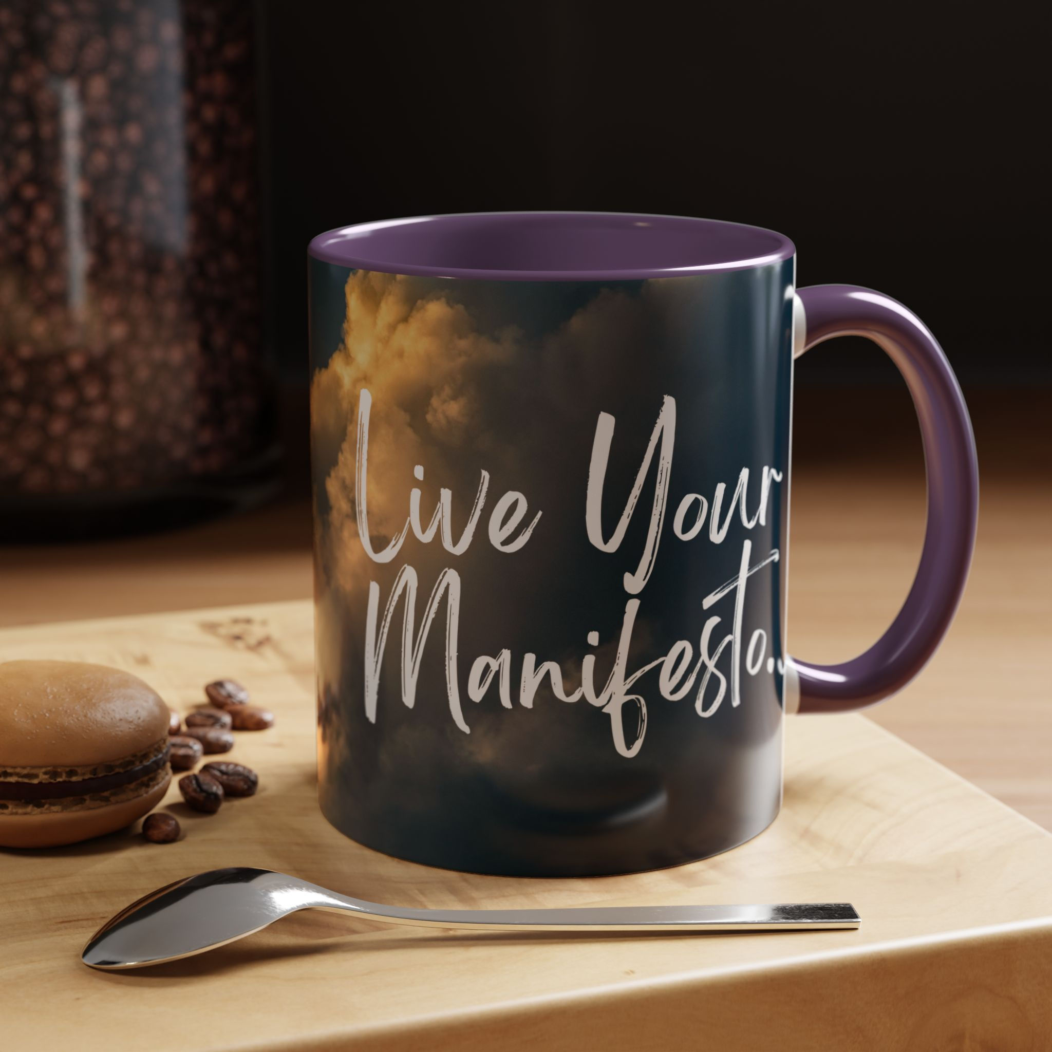 Live Your Manifesto Coffee Mug — Inspirational Sky Accent Mug (11/15 oz)