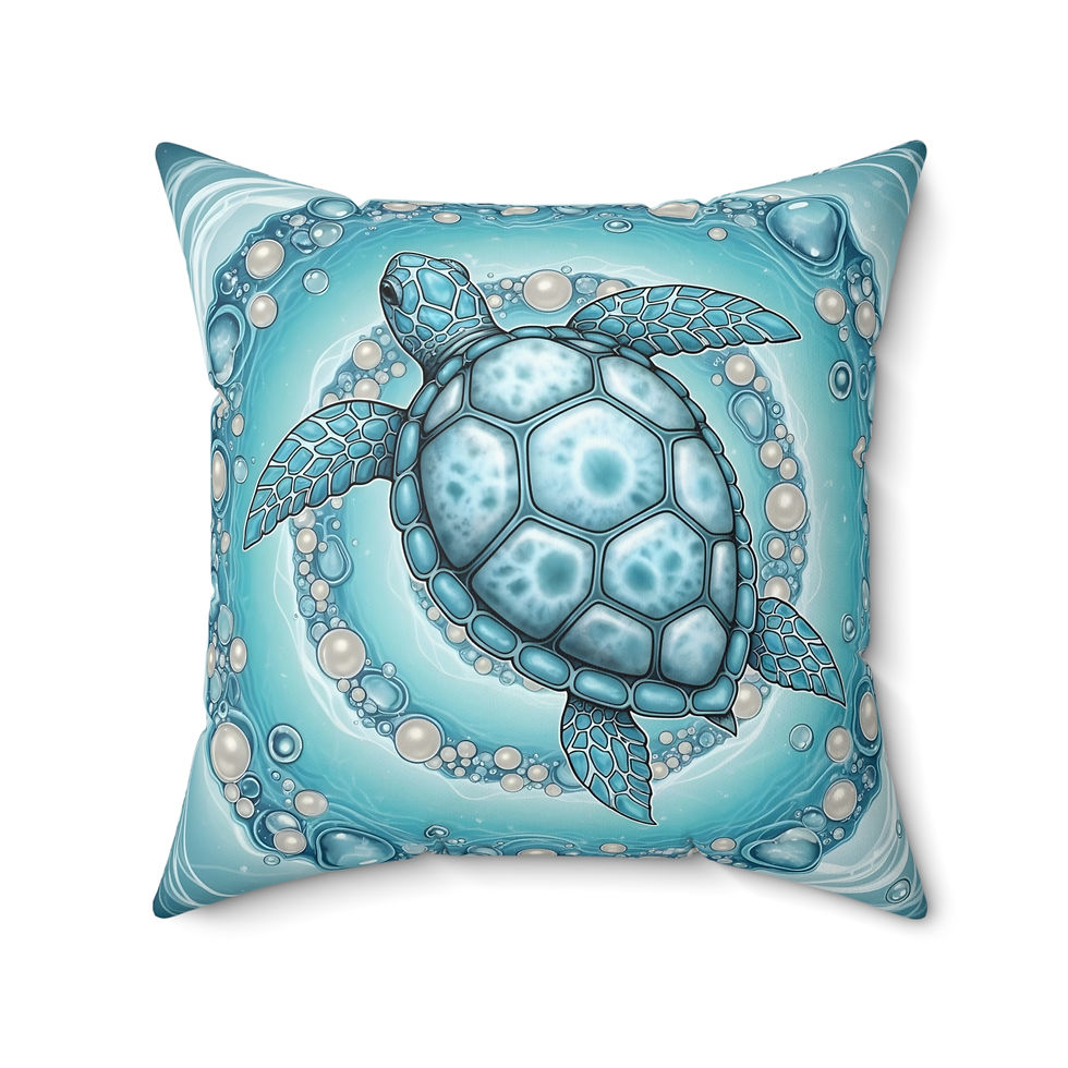 Thumbnail: Sea Turtle Decorative Pillow – Ocean Blue Coastal Accent Cushion