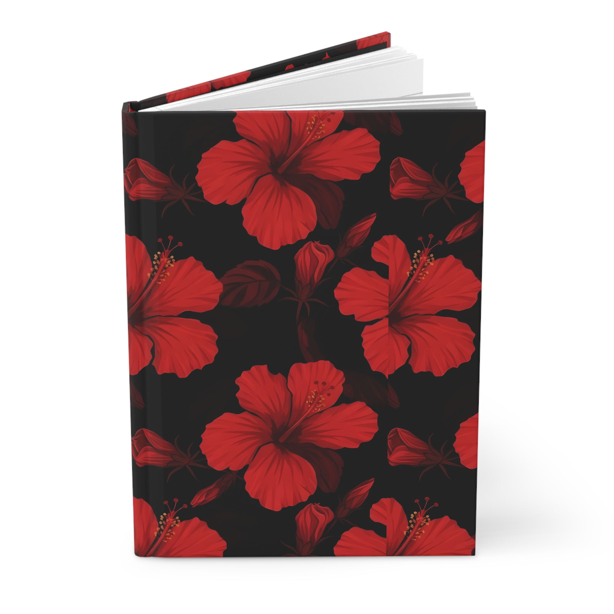 Hardcover Journal — Red Hibiscus Floral Notebook (Matte)