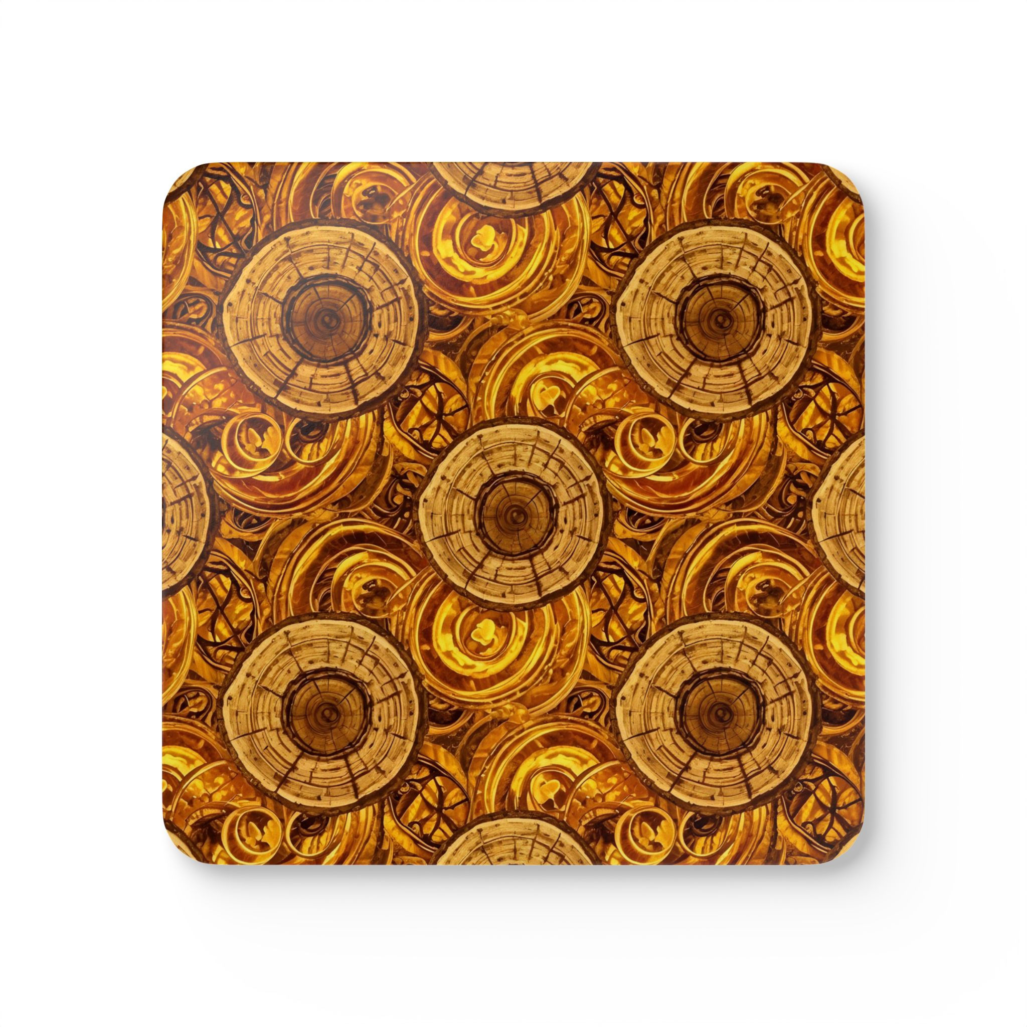 Cork Coaster Set — Vintage Nautical Compass Wood Pattern Drink Coasters (4-Pack)
