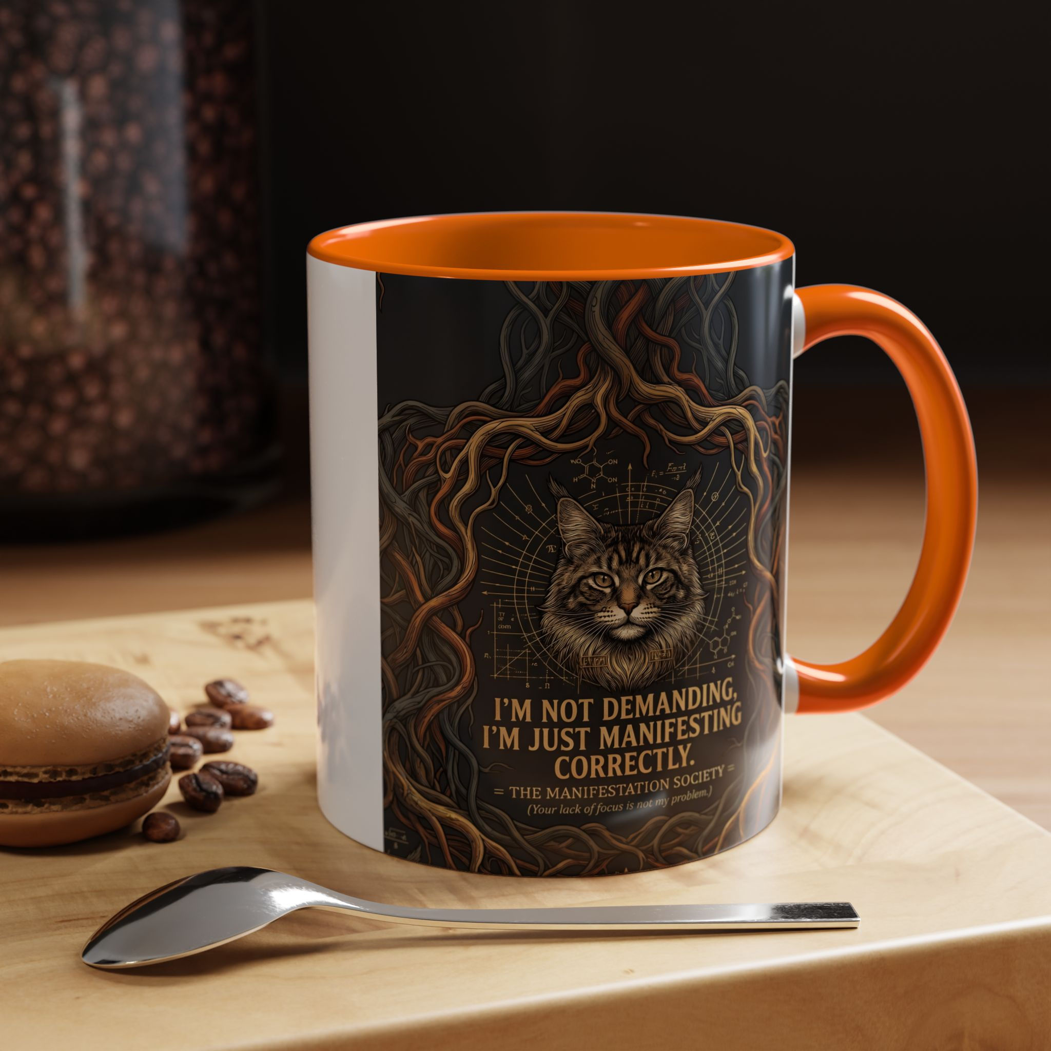 Manifesting Correctly Cat Accent Coffee Mug – 11/15oz Inspirational Morning Cup