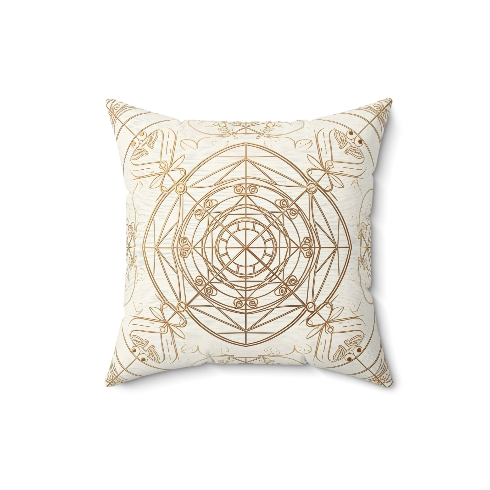 The Sacred Glyph Grid Pattern Pillow — Neutral Boho Square Cushion