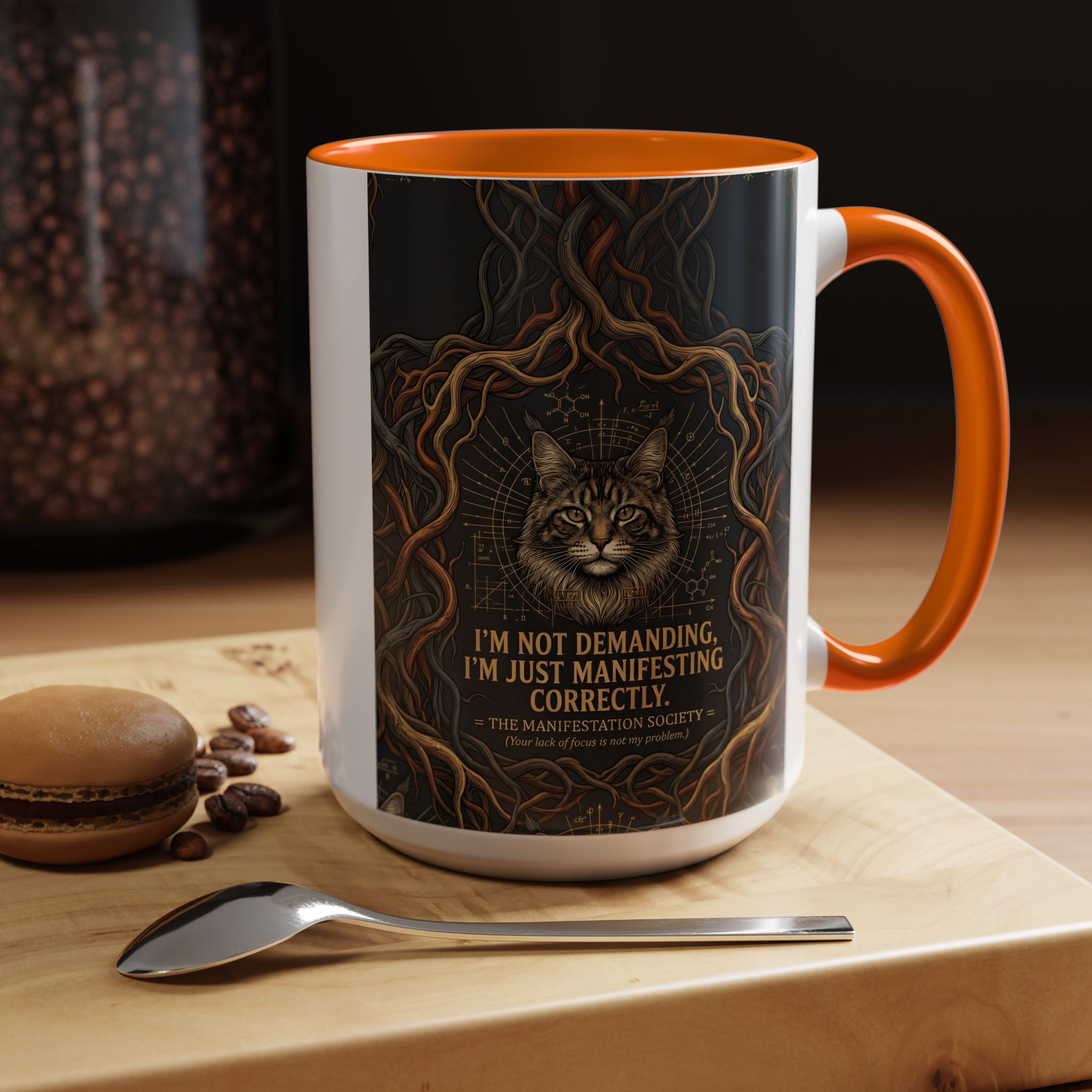 Manifesting Correctly Cat Accent Coffee Mug – 11/15oz Inspirational Morning Cup