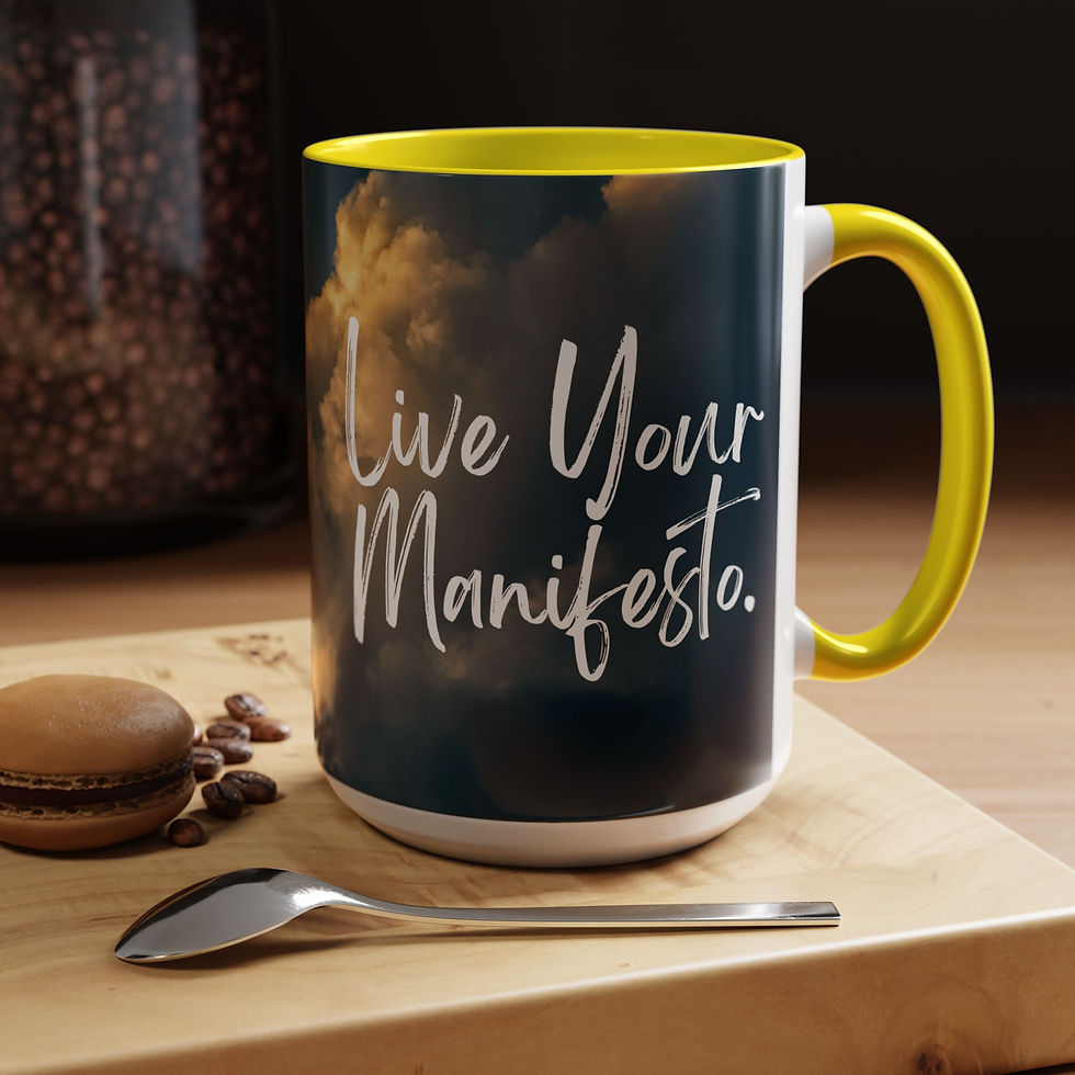 Thumbnail: Live Your Manifesto Coffee Mug — Inspirational Sky Accent Mug (11/15 oz)