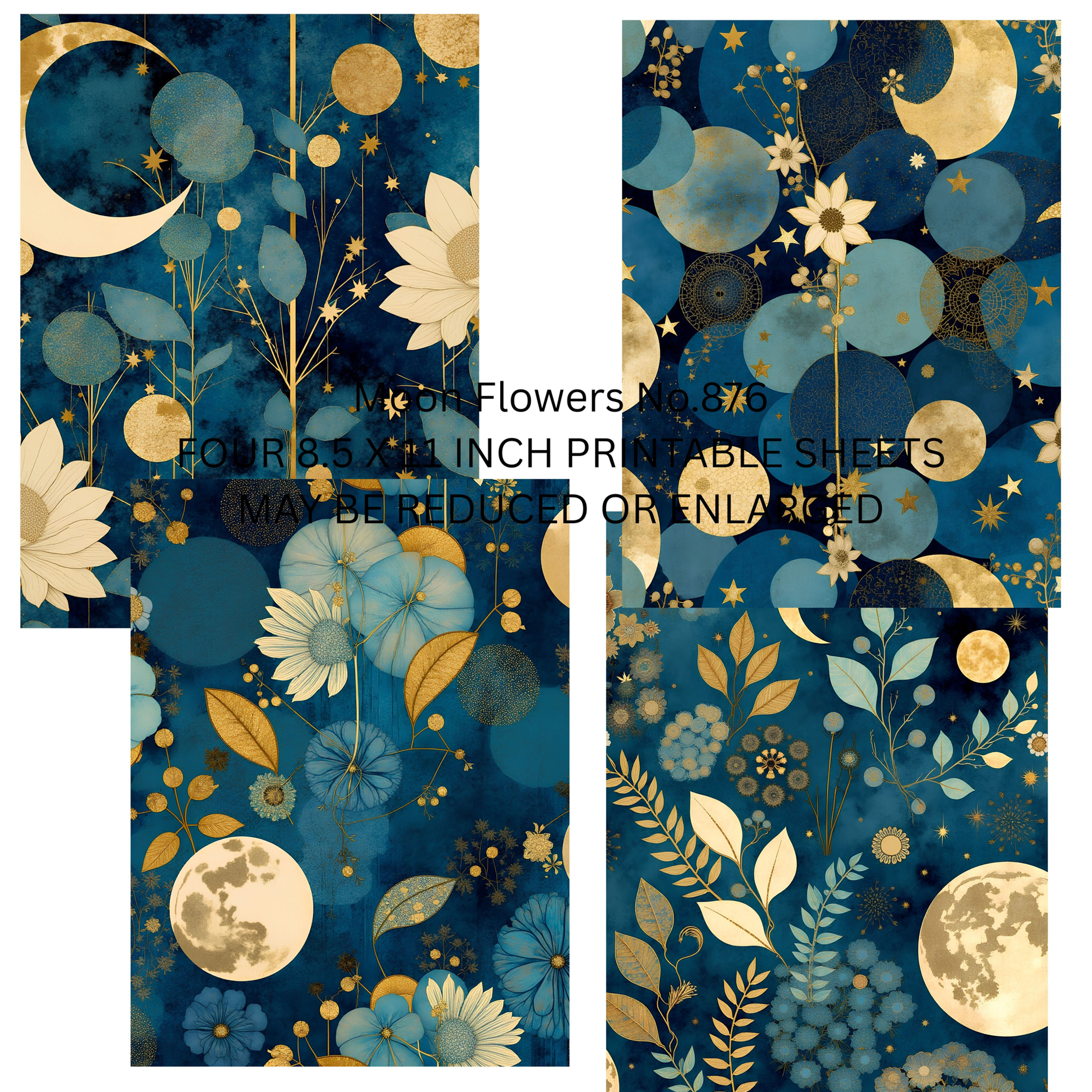 Moon Flowers No.876 -8.5 X 11 inch sheets--Collage Bundle