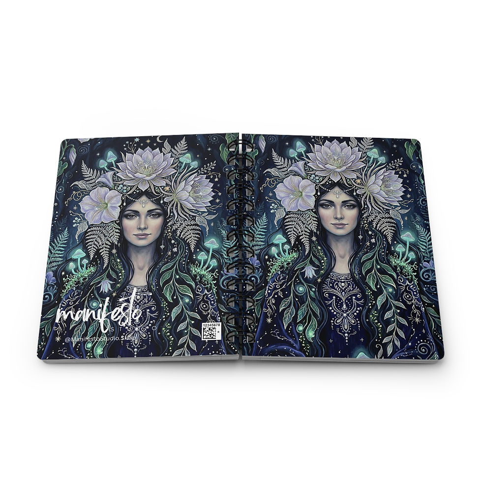 Thumbnail: Mystic Forest Maiden Spiral Journal — Floral Goddess Notebook