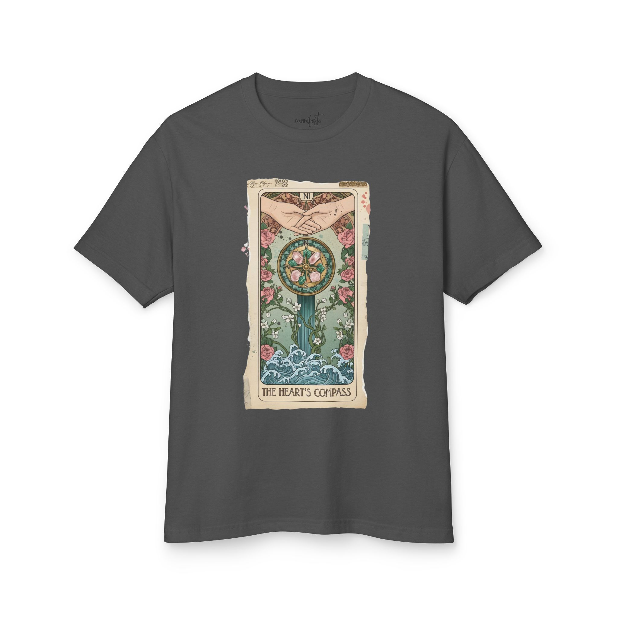 The Heart's Compass Vintage Card Graphic Cotton Shirt
