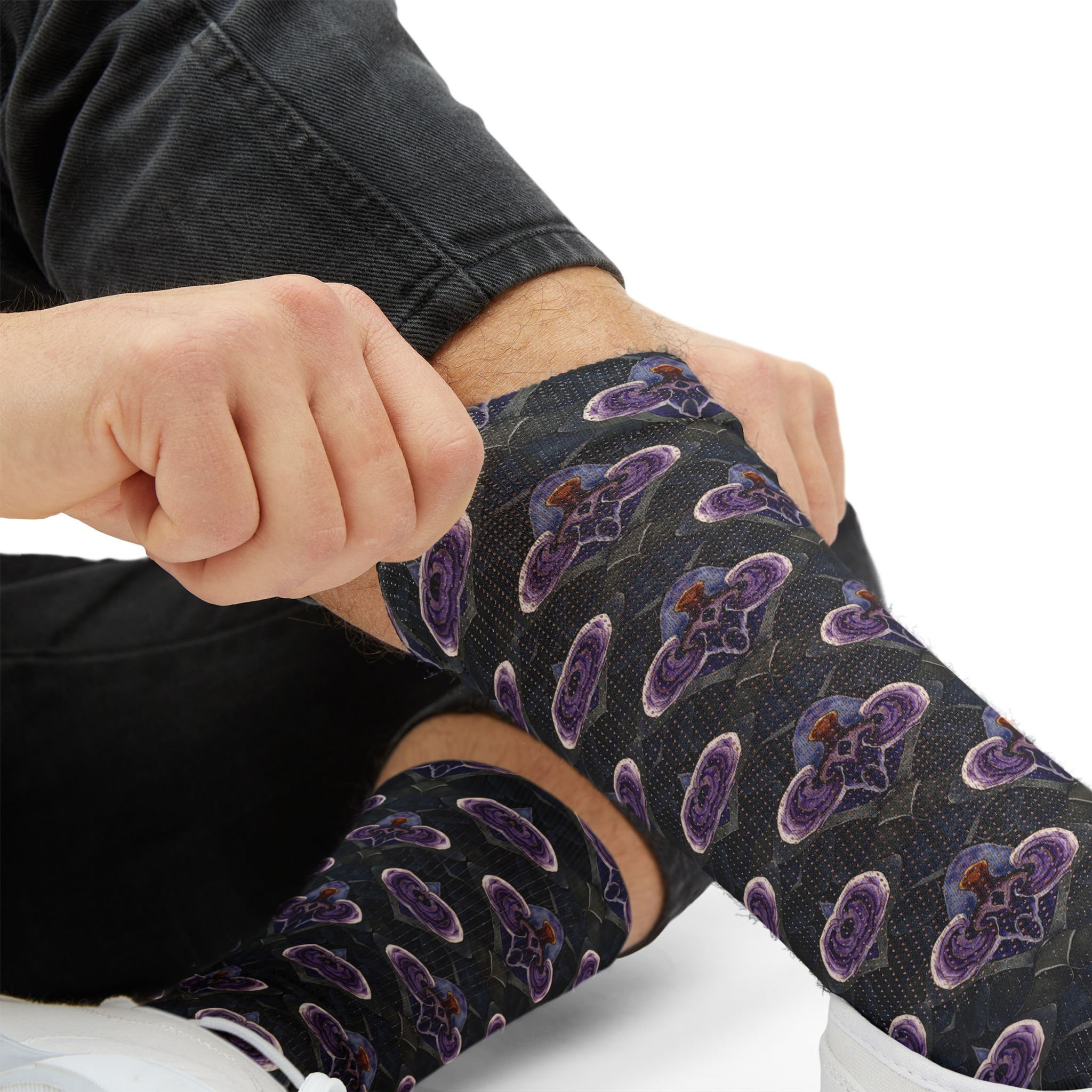 Victorian Floral Sublimation Socks – Purple Damask Pattern