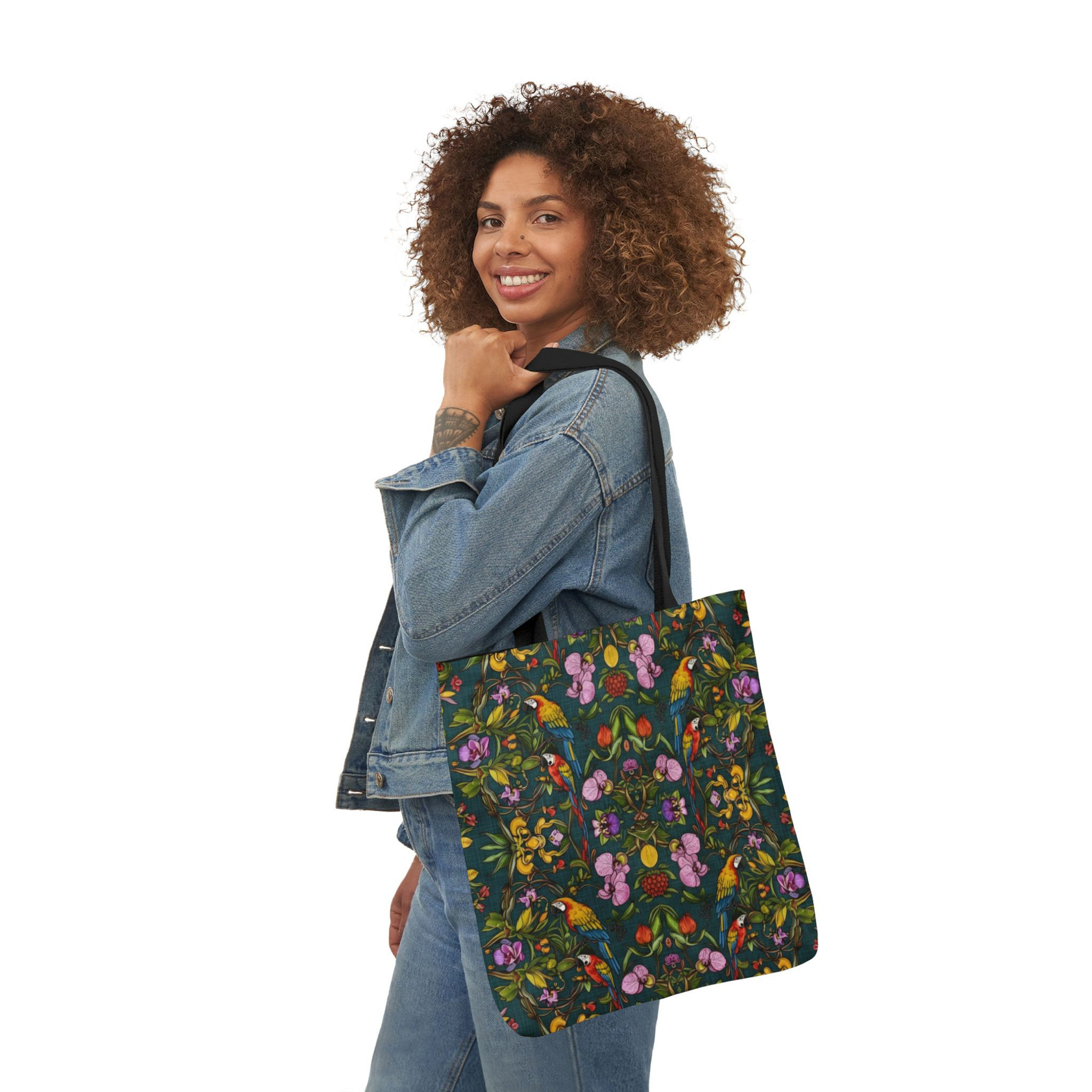 Floral Kaleidoscope Canvas Tote — Colorful Botanical Pattern