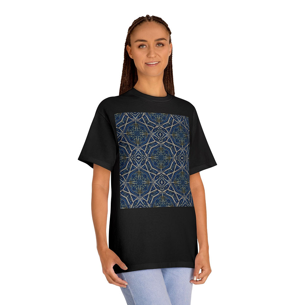 Thumbnail: Classic Tee — Blue Geometric Mosaic Print