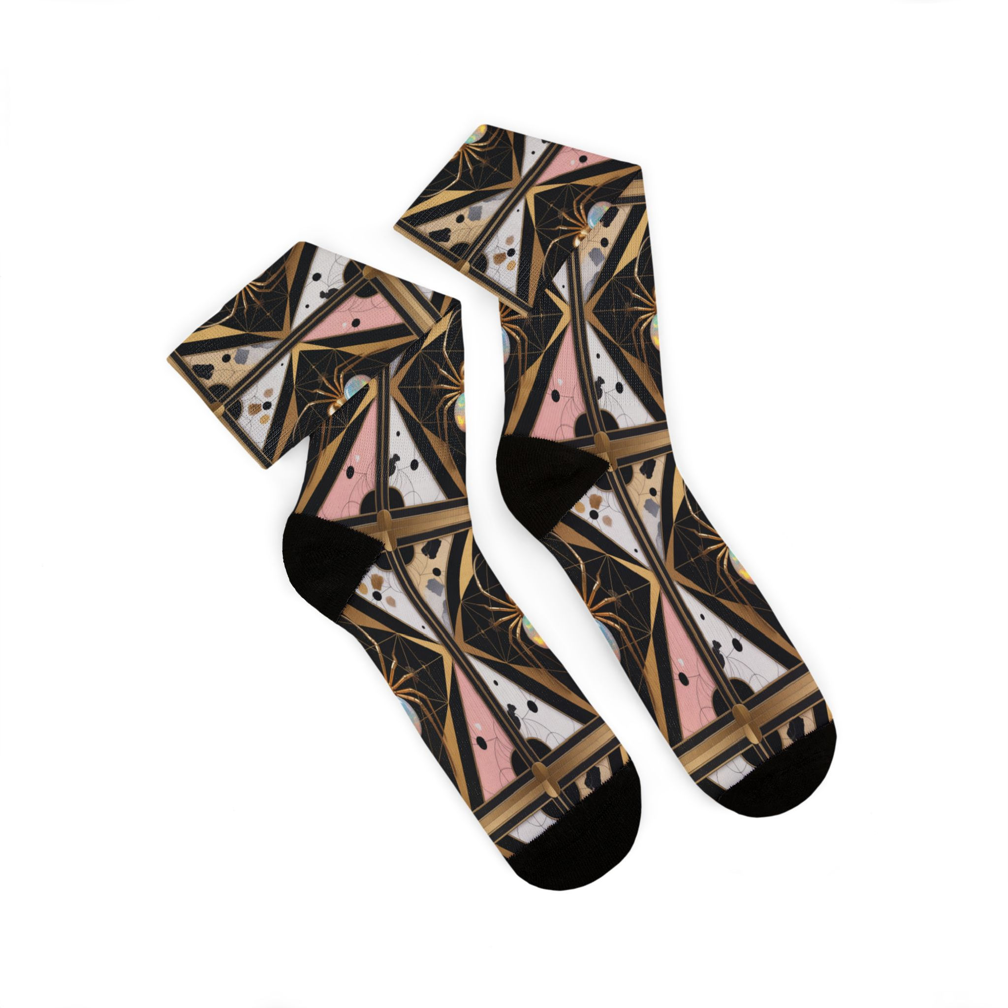 The Weaver (Fate & Destiny) – Spider Black & Rose Gold Sublimation Crew Socks