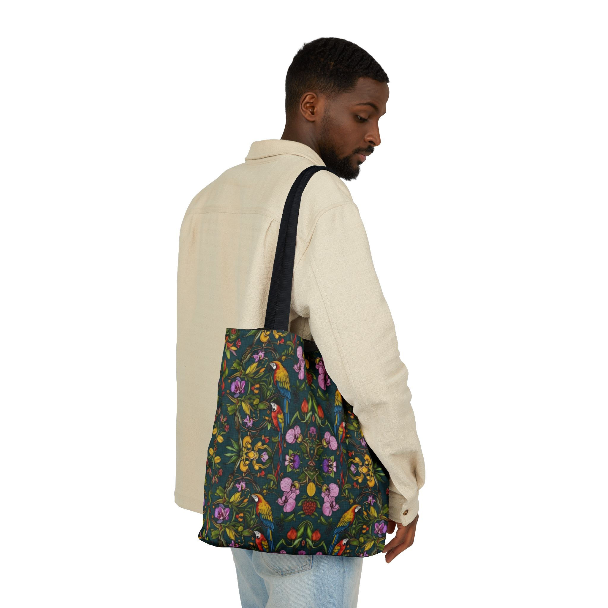 Floral Kaleidoscope Canvas Tote — Colorful Botanical Pattern