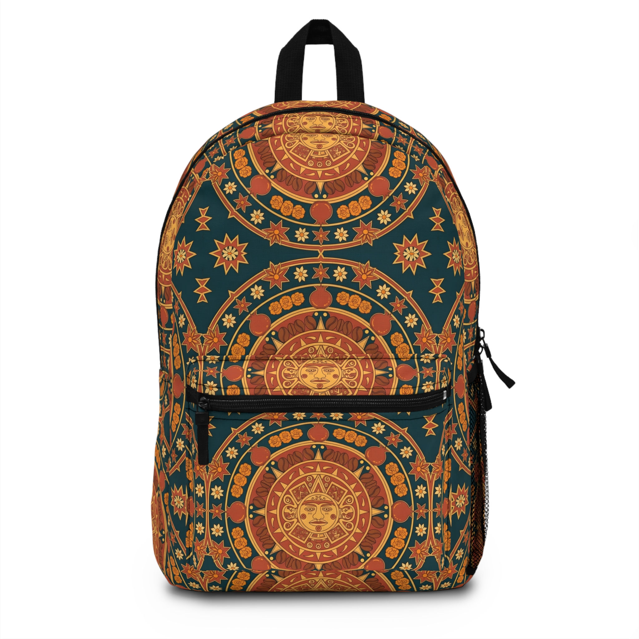 Bohemian Sun Mandala Backpack – Vintage Aztec Pattern Daypack