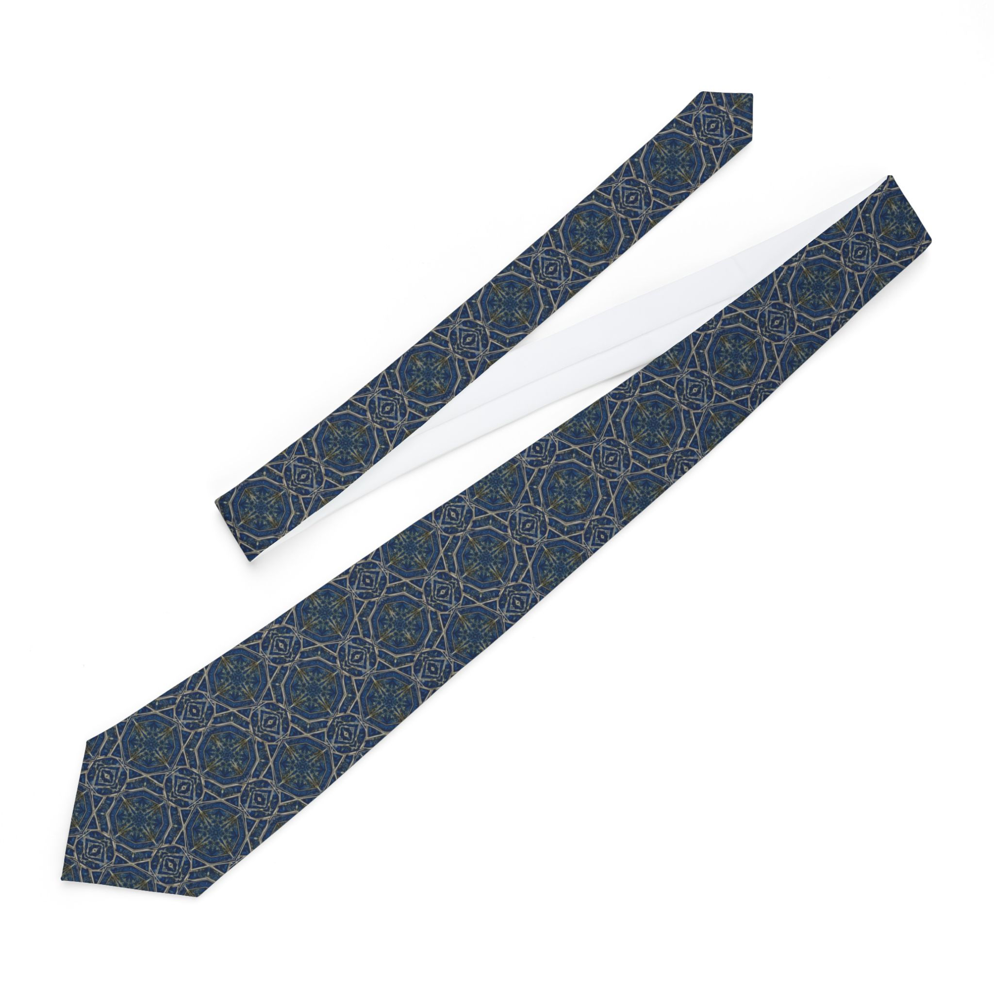 Navy Geometric Pattern Necktie — Elegant Motif for Work, Weddings & Gifts