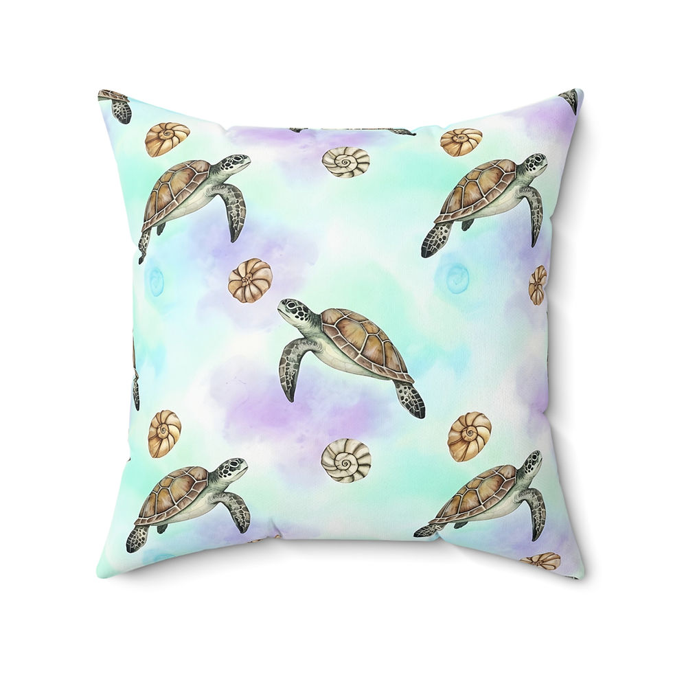 Thumbnail: Sea Turtle Pattern Pillow | Nautical Coastal Throw Pillow