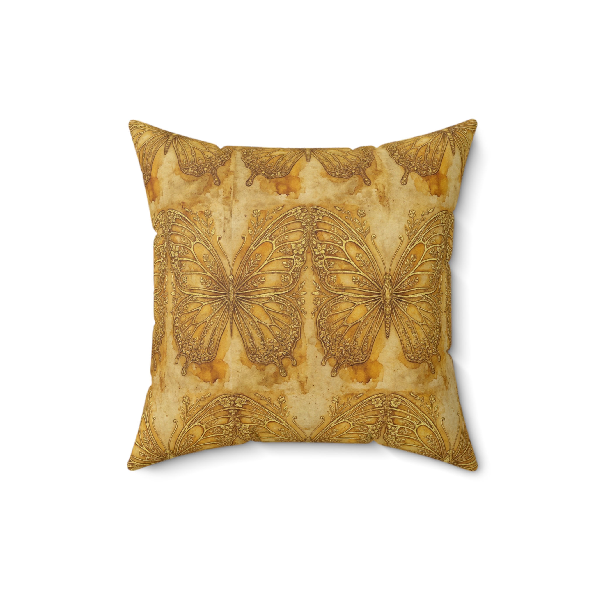 Golden Butterfly Decorative Pillow