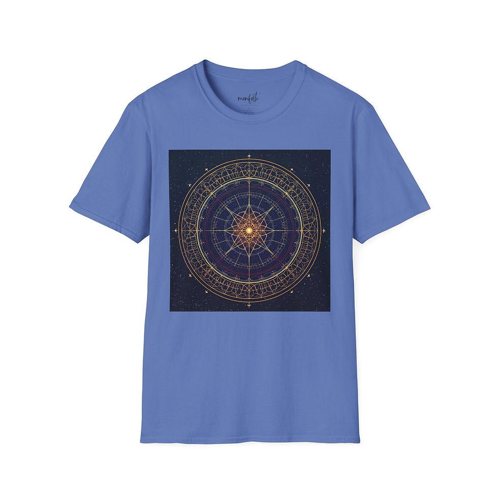 Thumbnail: Mystic Star Compass T-Shirt — Golden Astral Mandala Tee