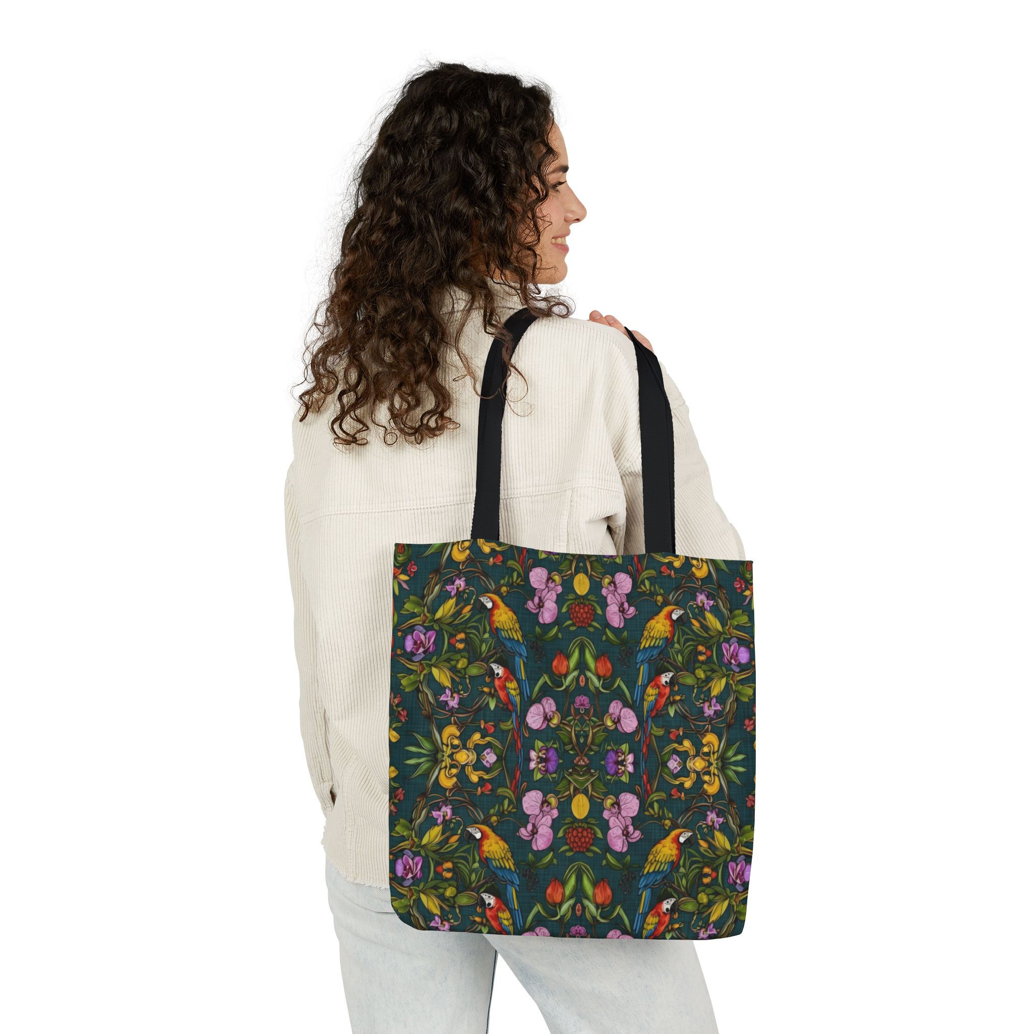 Floral Kaleidoscope Canvas Tote — Colorful Botanical Pattern