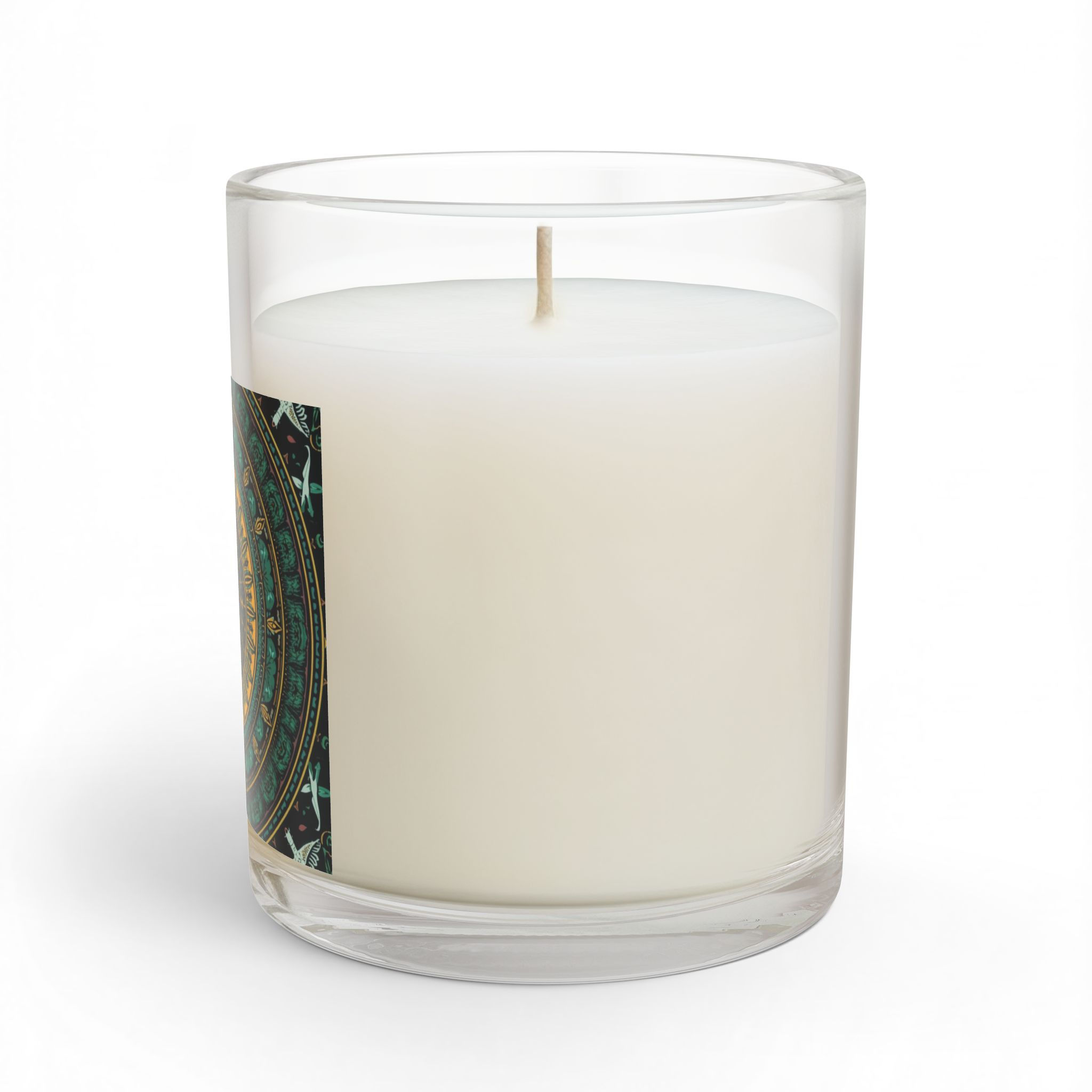 The Quetzalcoatl Alchemist Mandala.Glass Candle, 11oz