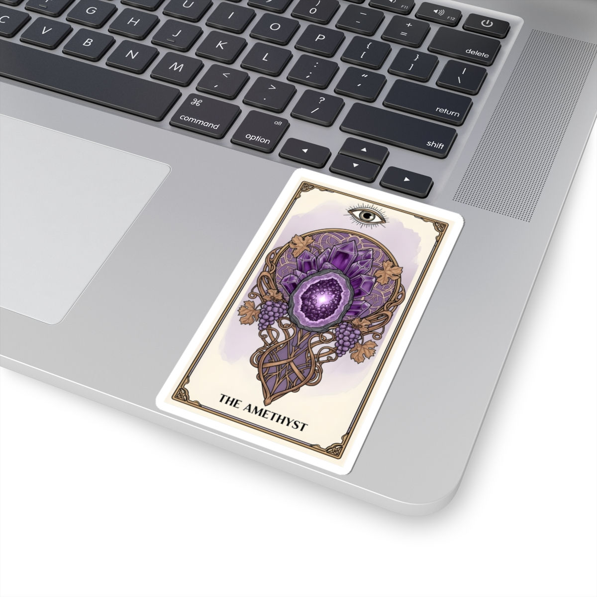 Amethyst Tarot Kiss-Cut Sticker — Mystical Crystal Card Decal