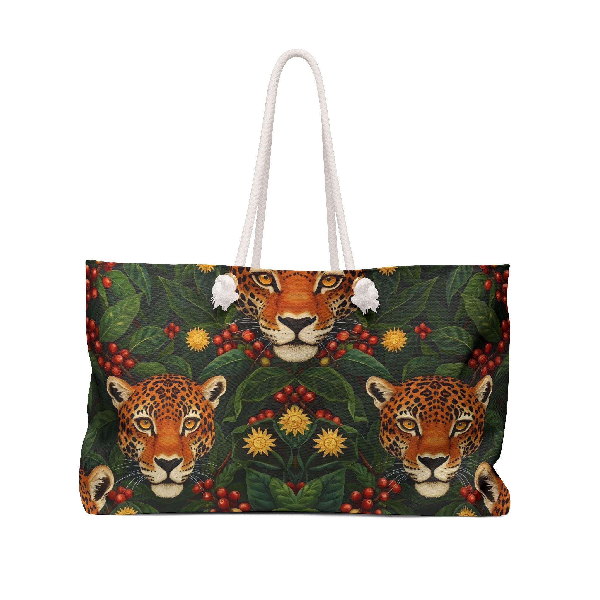 The Jaguar Sovereign (Power & Mystery) Weekender Bag — Botanical Travel Tote