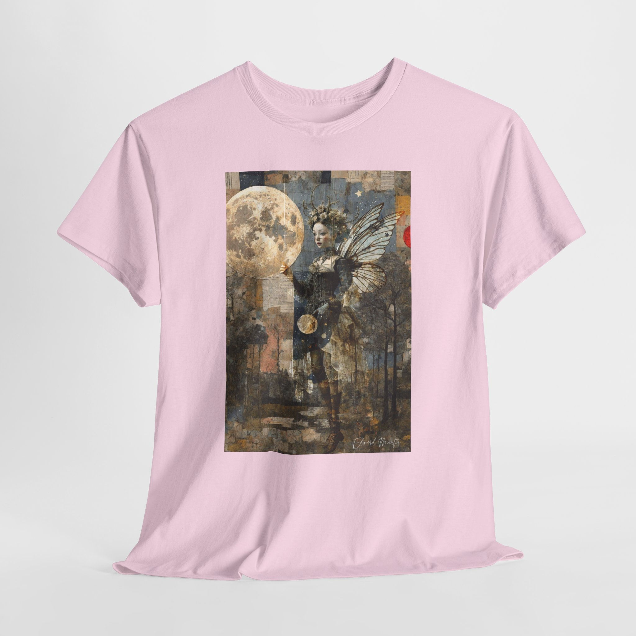Moonlit Angel Art Tee — Vintage Collage Graphic T-Shirt
