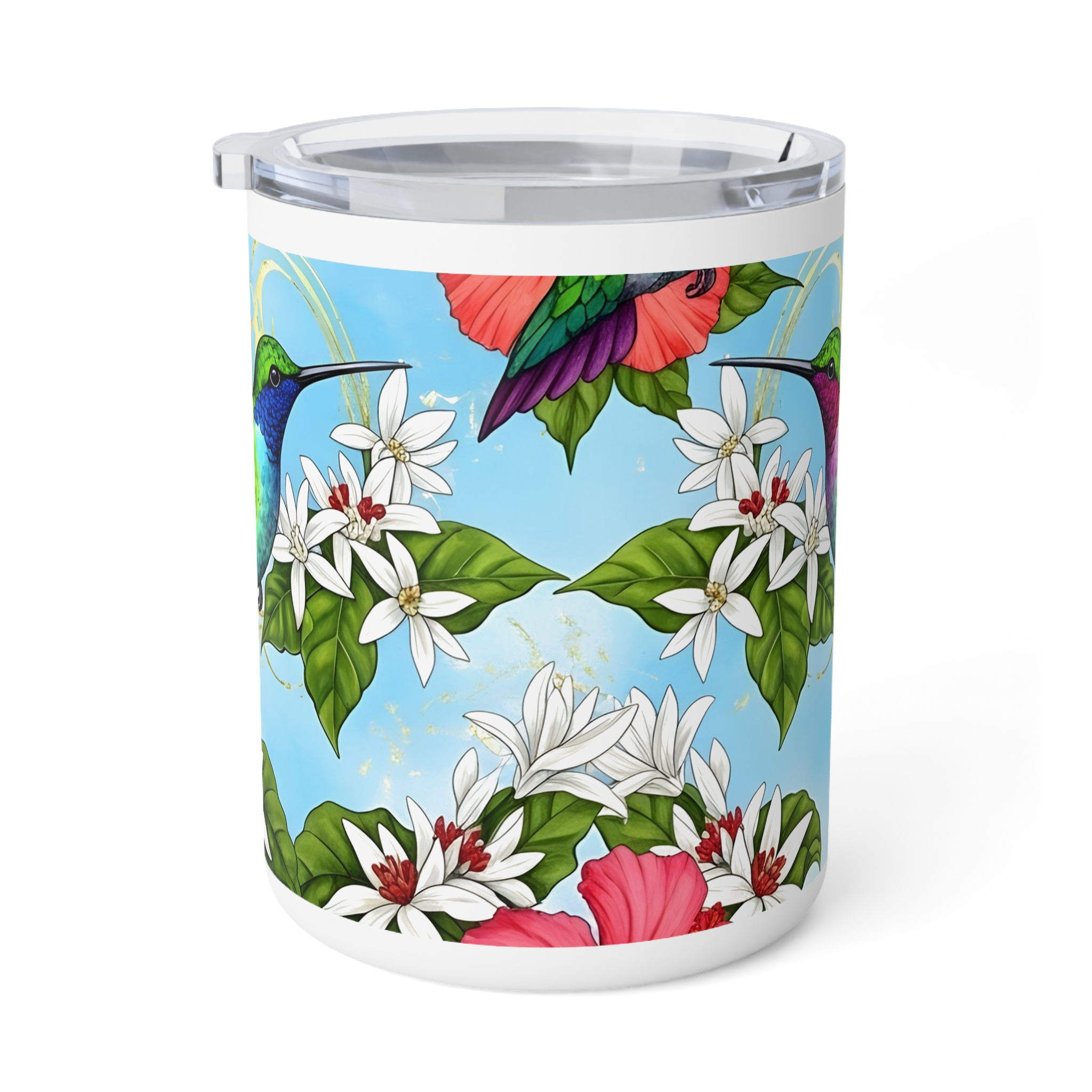 Hummingbird Floral Insulated Coffee Mug – 10oz Travel Tumbler