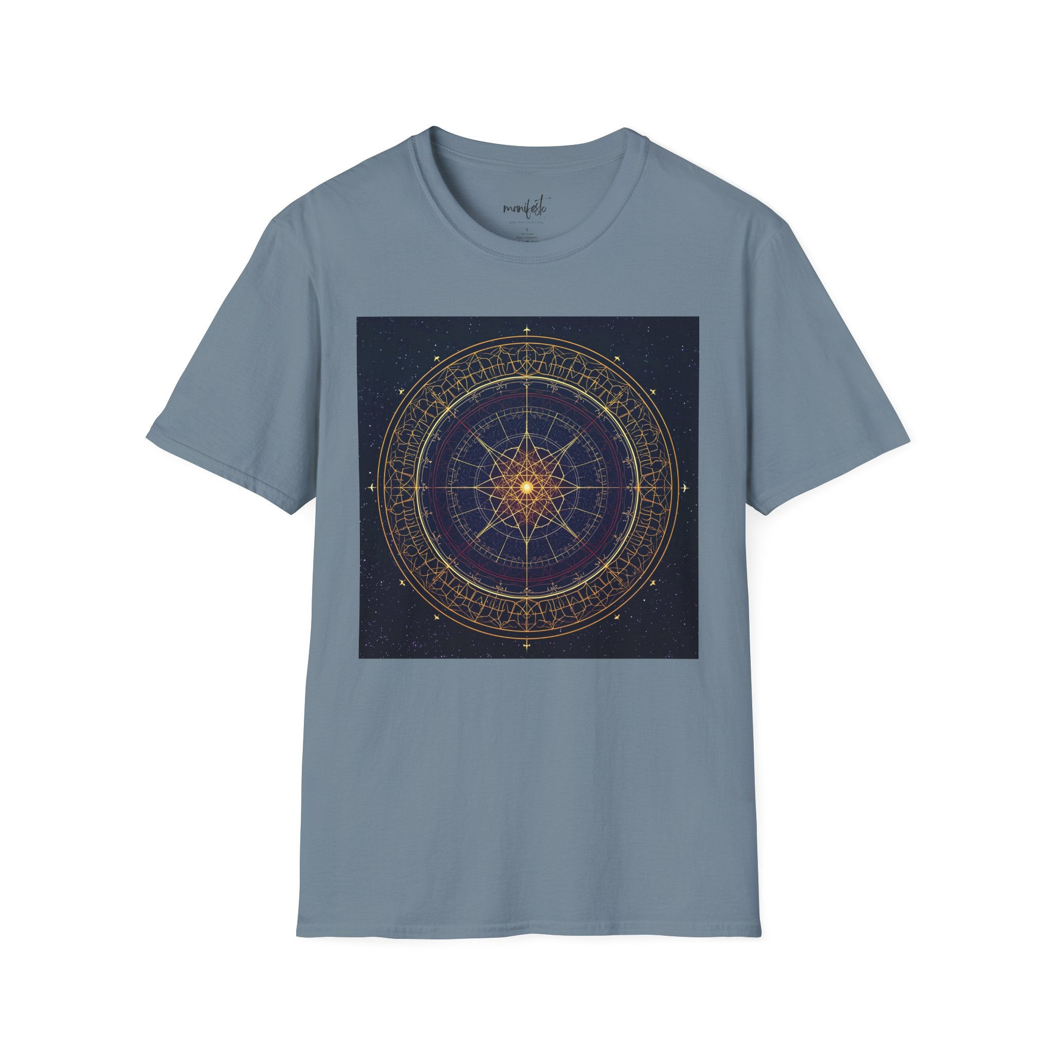Mystic Star Compass T-Shirt — Golden Astral Mandala Tee