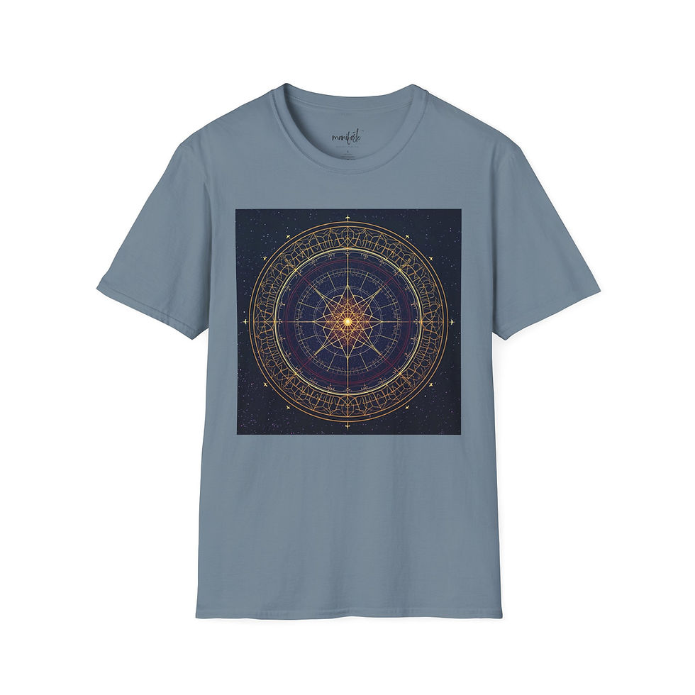 Thumbnail: Mystic Star Compass T-Shirt — Golden Astral Mandala Tee