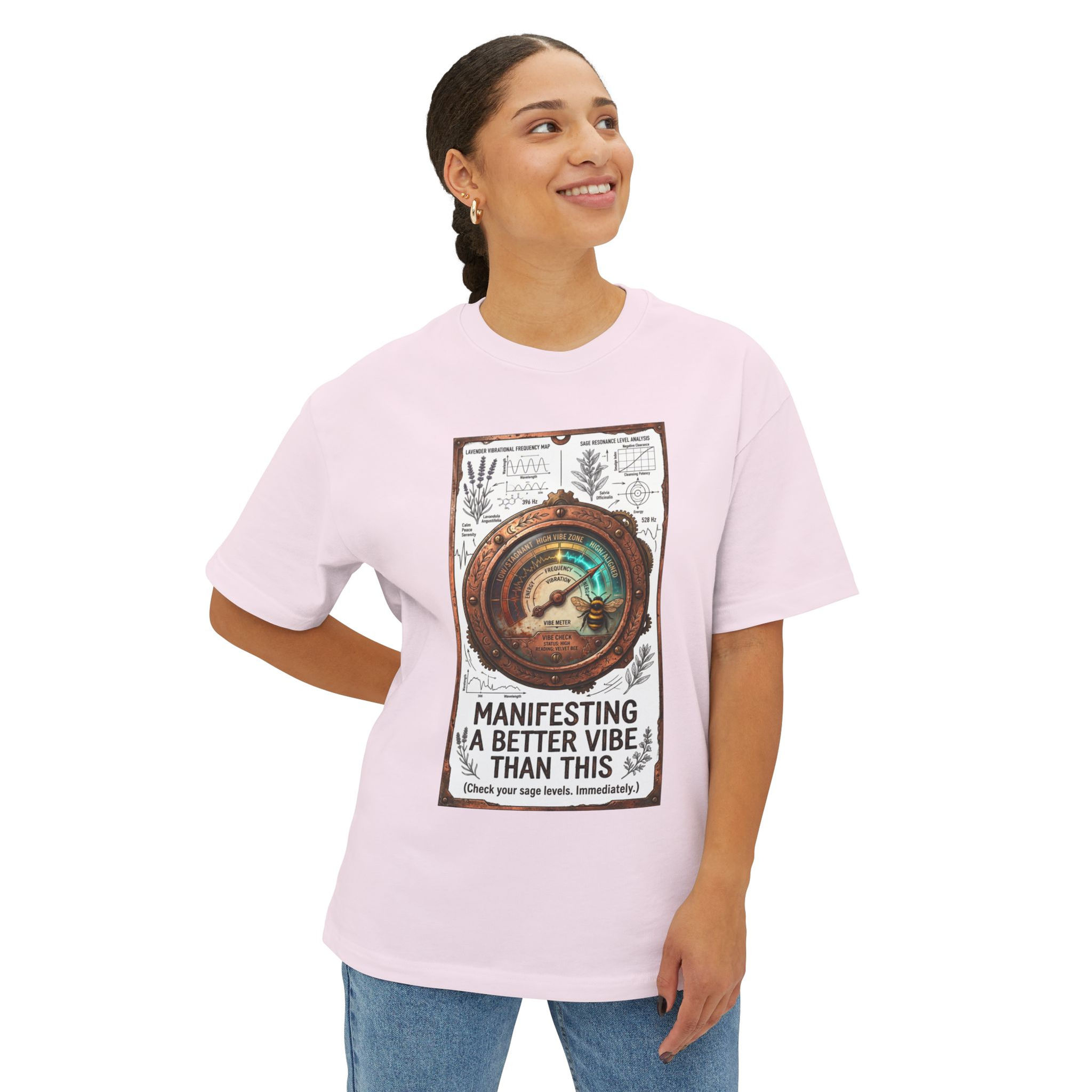 Manifesting a Better Vibe Tee — Spiritual Vintage Meter Graphic T‑Shirt