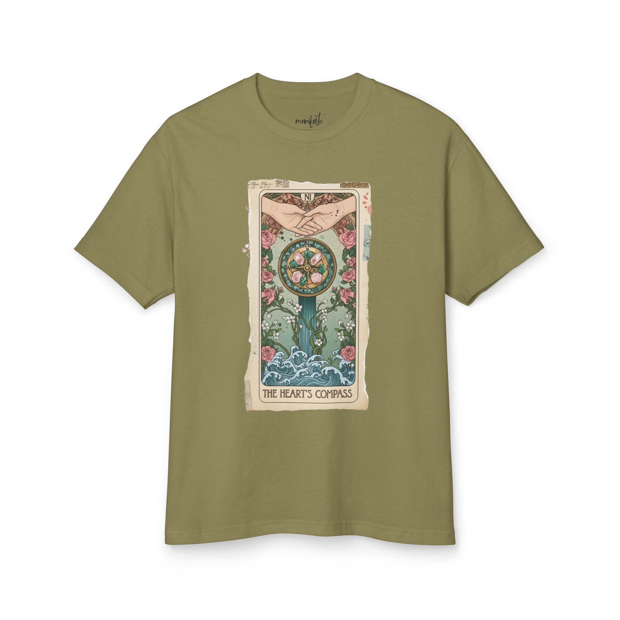 The Heart's Compass Vintage Card Graphic Cotton Shirt