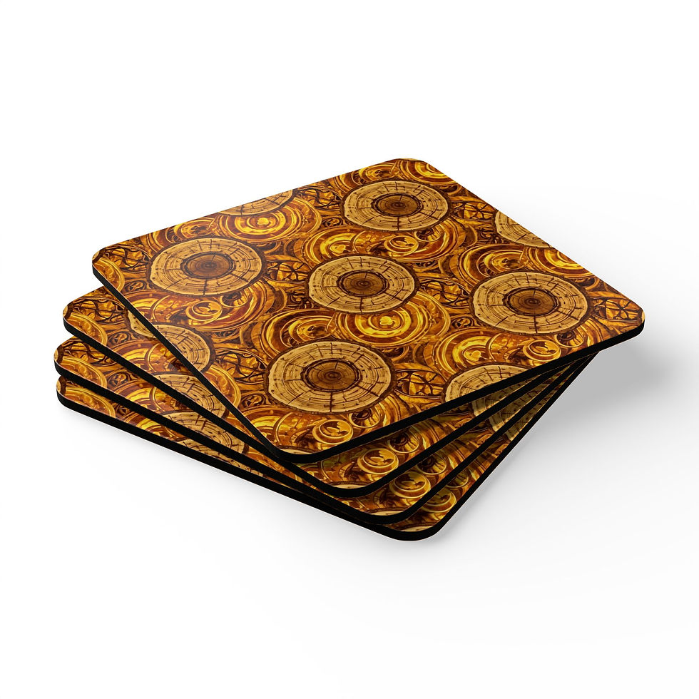 Thumbnail: Cork Coaster Set — Vintage Nautical Compass Wood Pattern Drink Coasters (4-Pack)