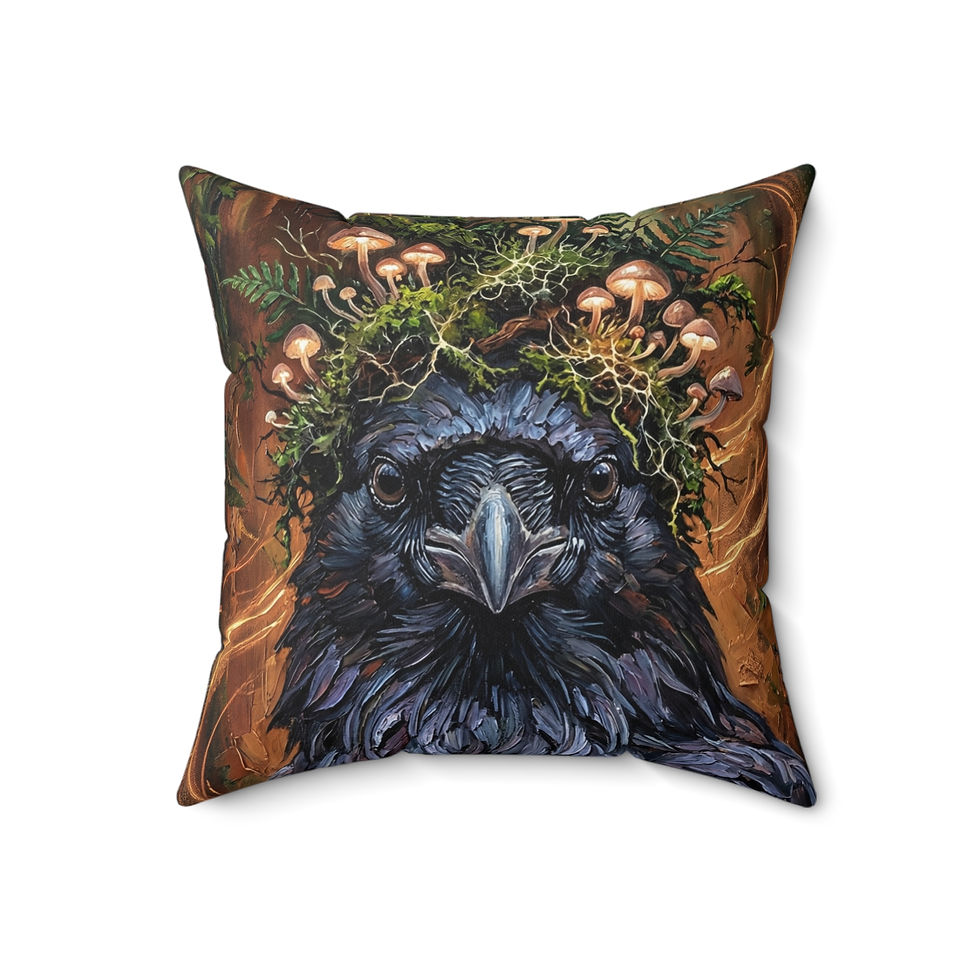 Thumbnail: Raven Crown Pillow — The Raven Covid Oracle