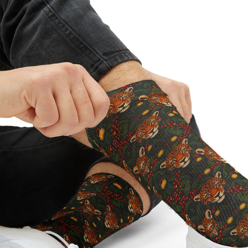 Thumbnail: The Jaguar Spirit Guide Socks — Patterned Animal Crew Socks