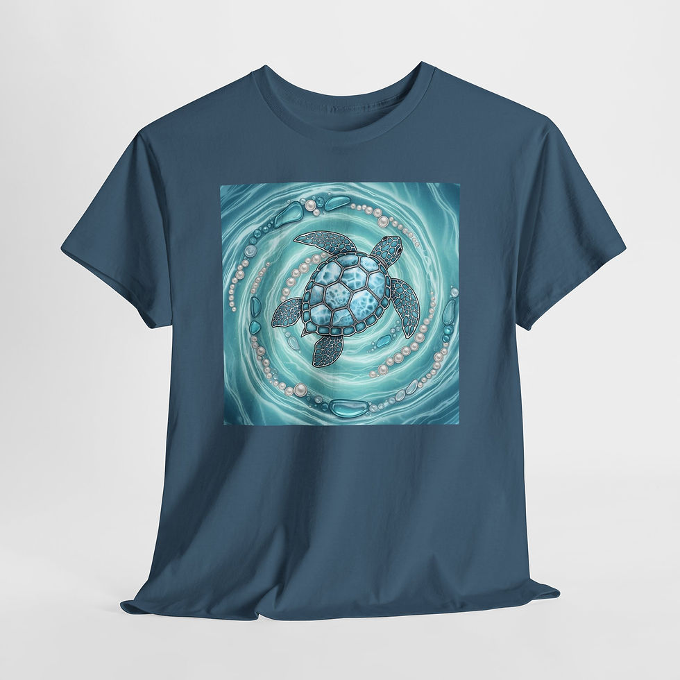 Thumbnail: Sea Turtle Art T-Shirt — Ocean Waves Turtle Graphic Tee