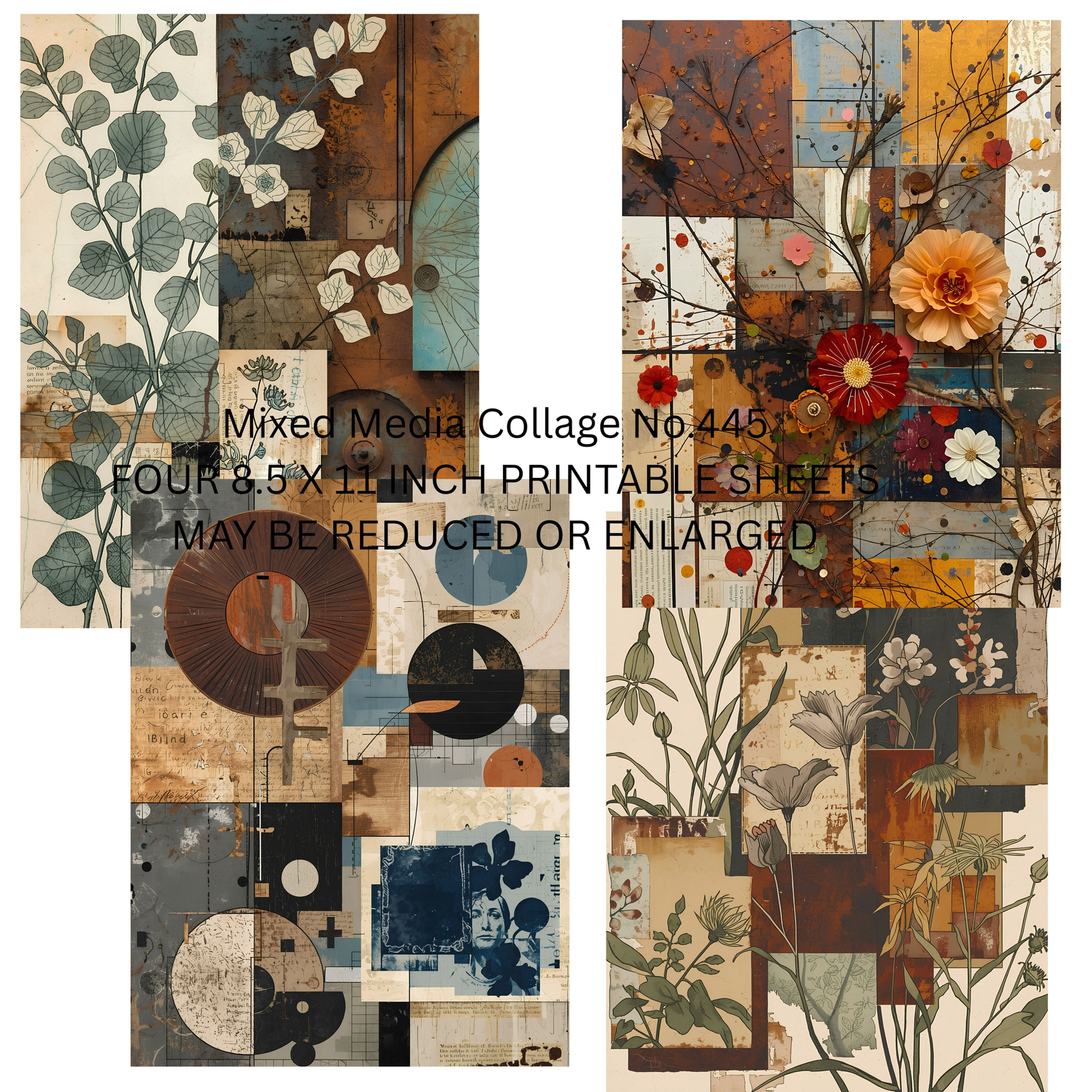 Mixed Media Collage No.445 -8.5 X 11 inch sheets--Collage Bundle