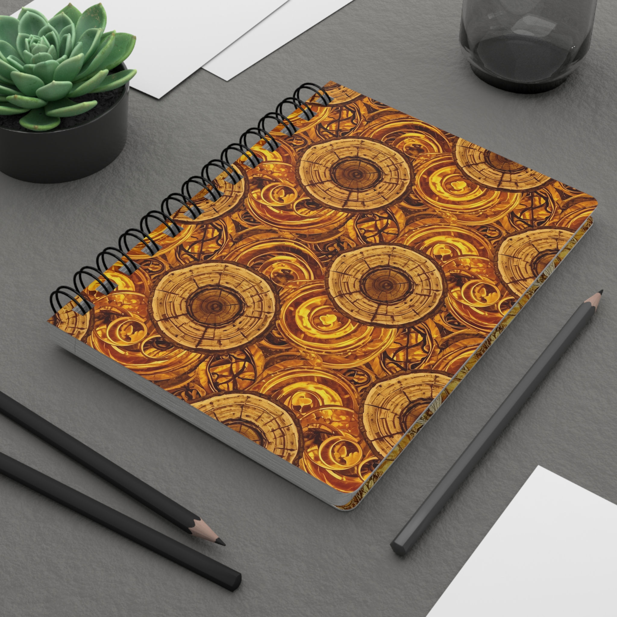 Steampunk Compass Spiral Notebook — Vintage Clockwork Journal