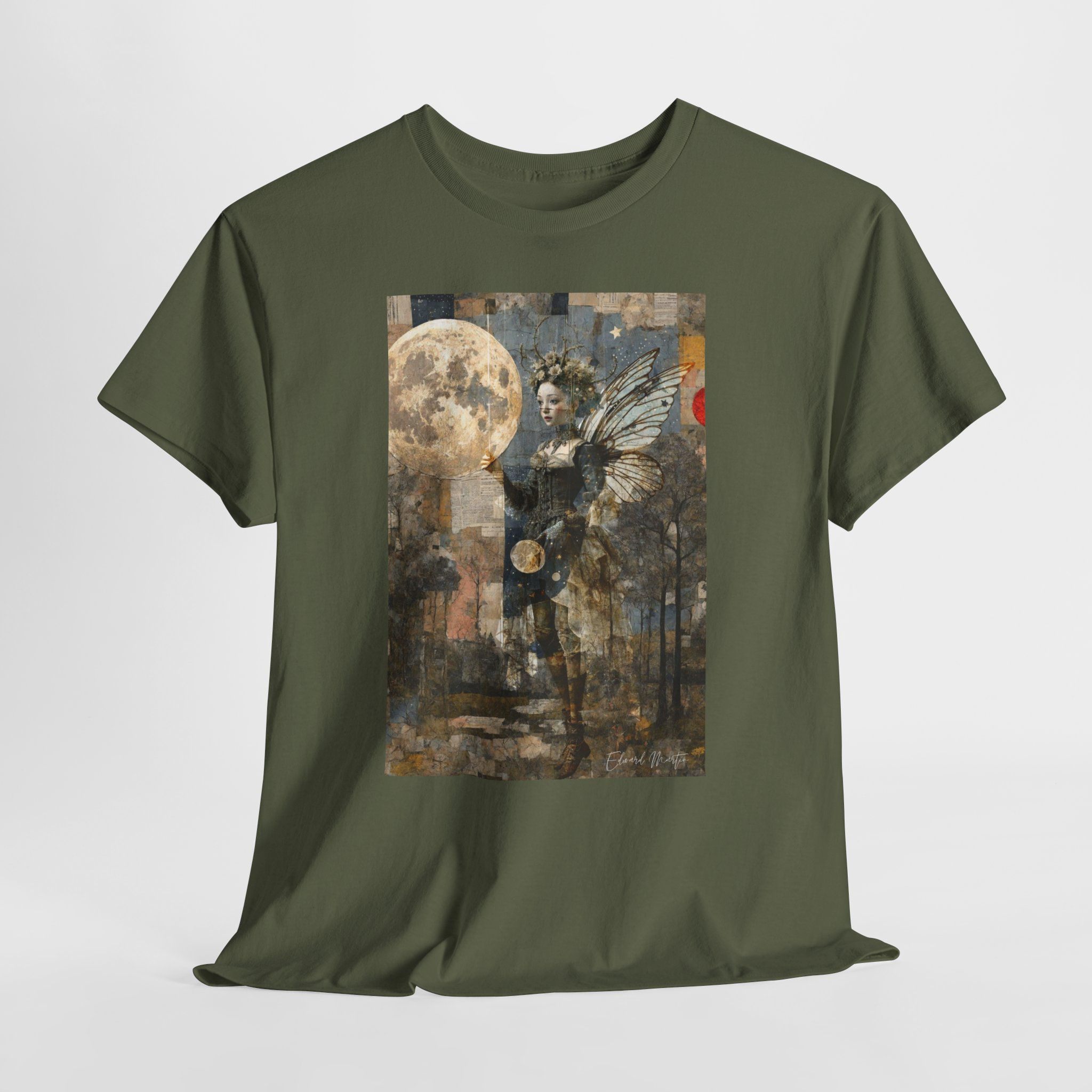 Moonlit Angel Art Tee — Vintage Collage Graphic T-Shirt