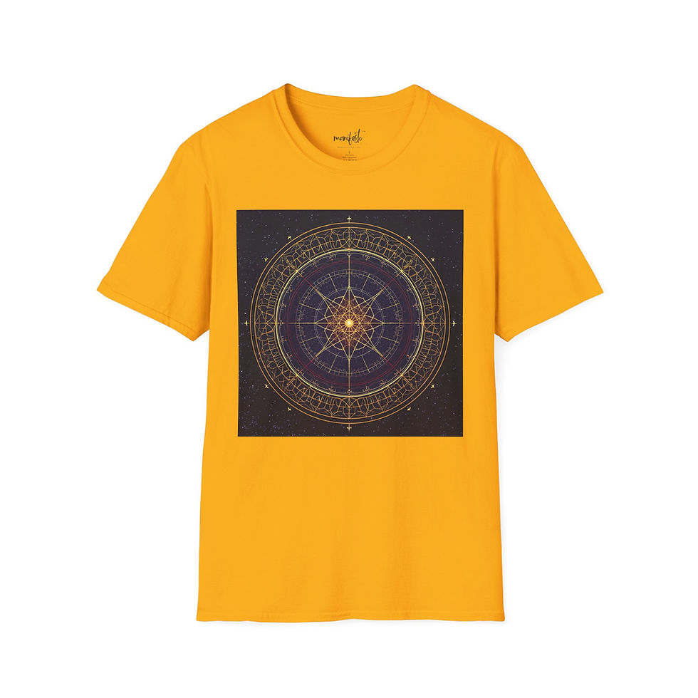 Thumbnail: Mystic Star Compass T-Shirt — Golden Astral Mandala Tee