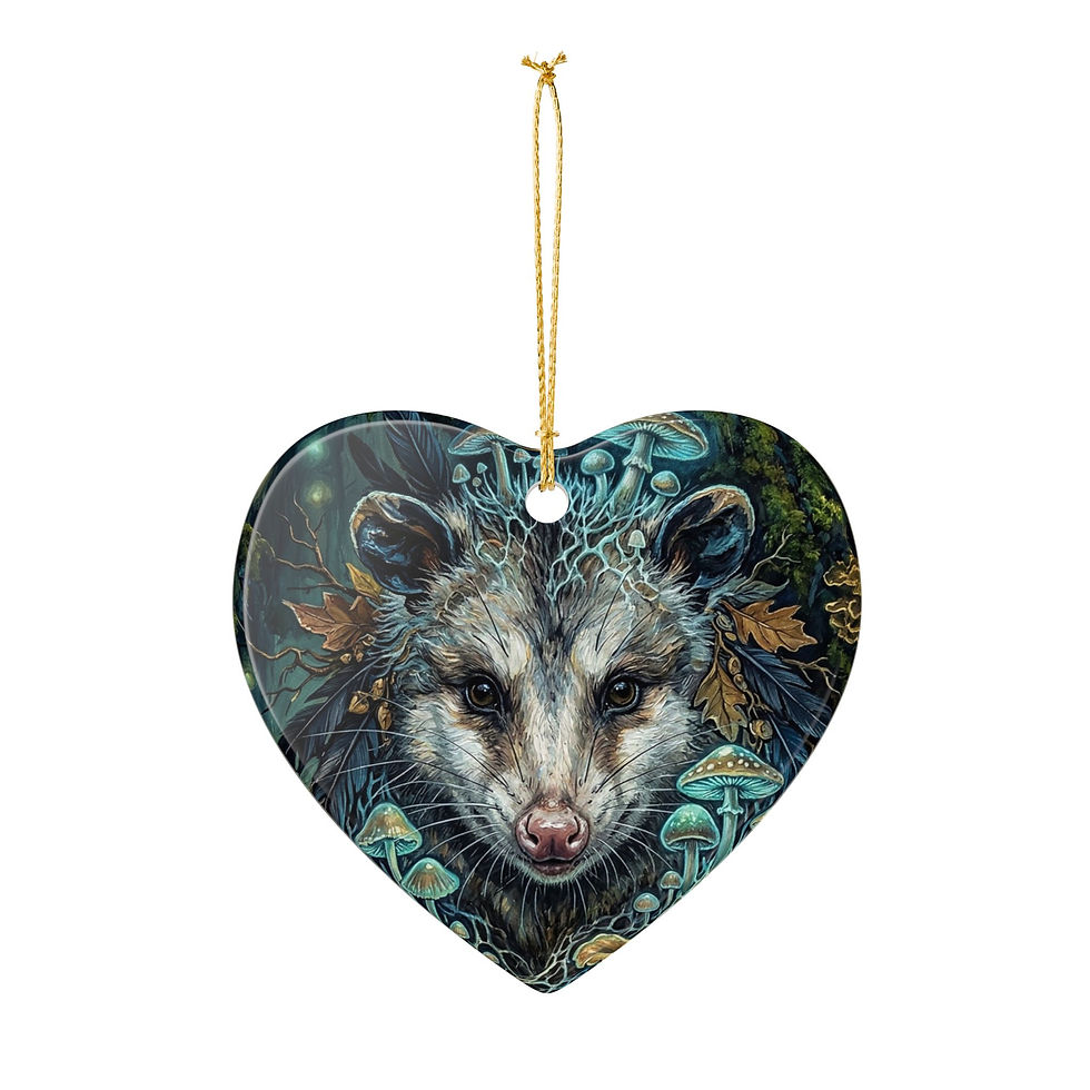 Thumbnail: Possum Forest Ceramic Ornament — Heart-Shaped Wildlife Décor