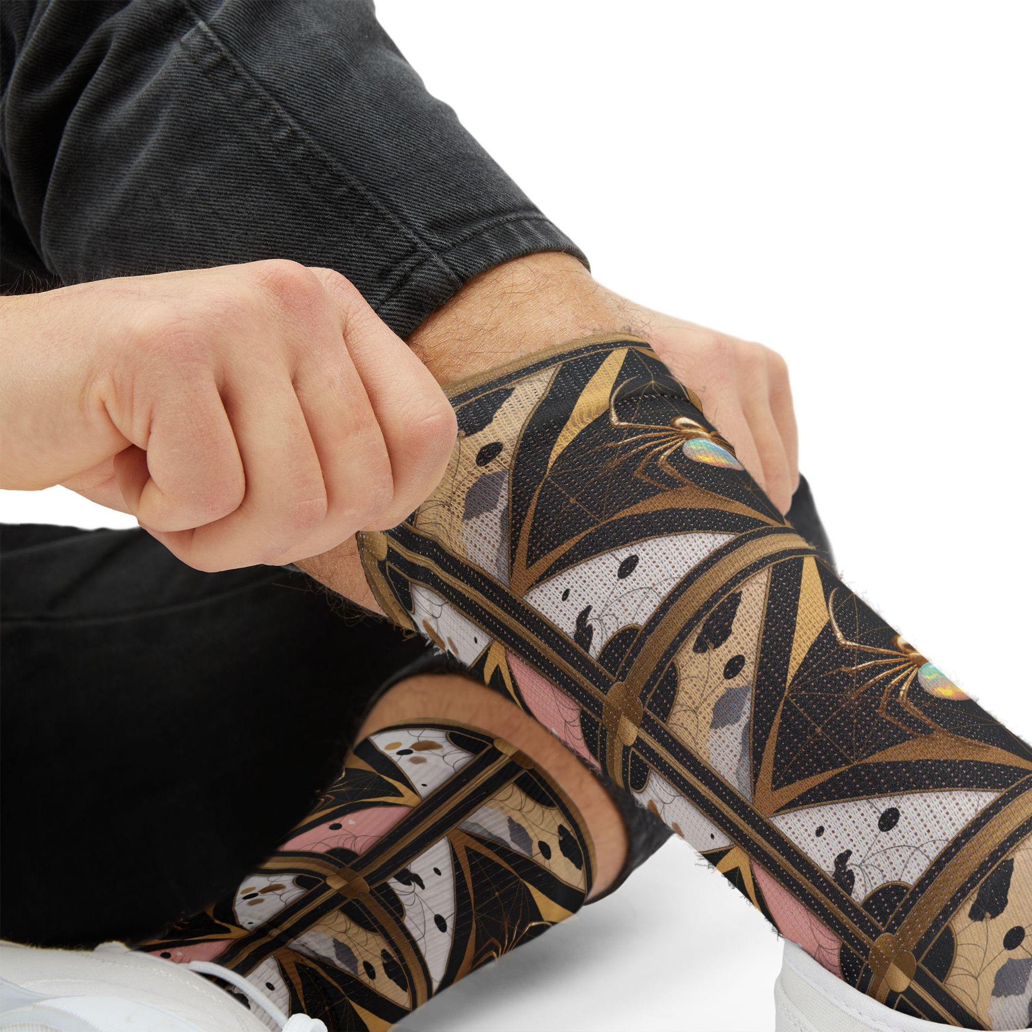 The Weaver (Fate & Destiny) – Spider Black & Rose Gold Sublimation Crew Socks